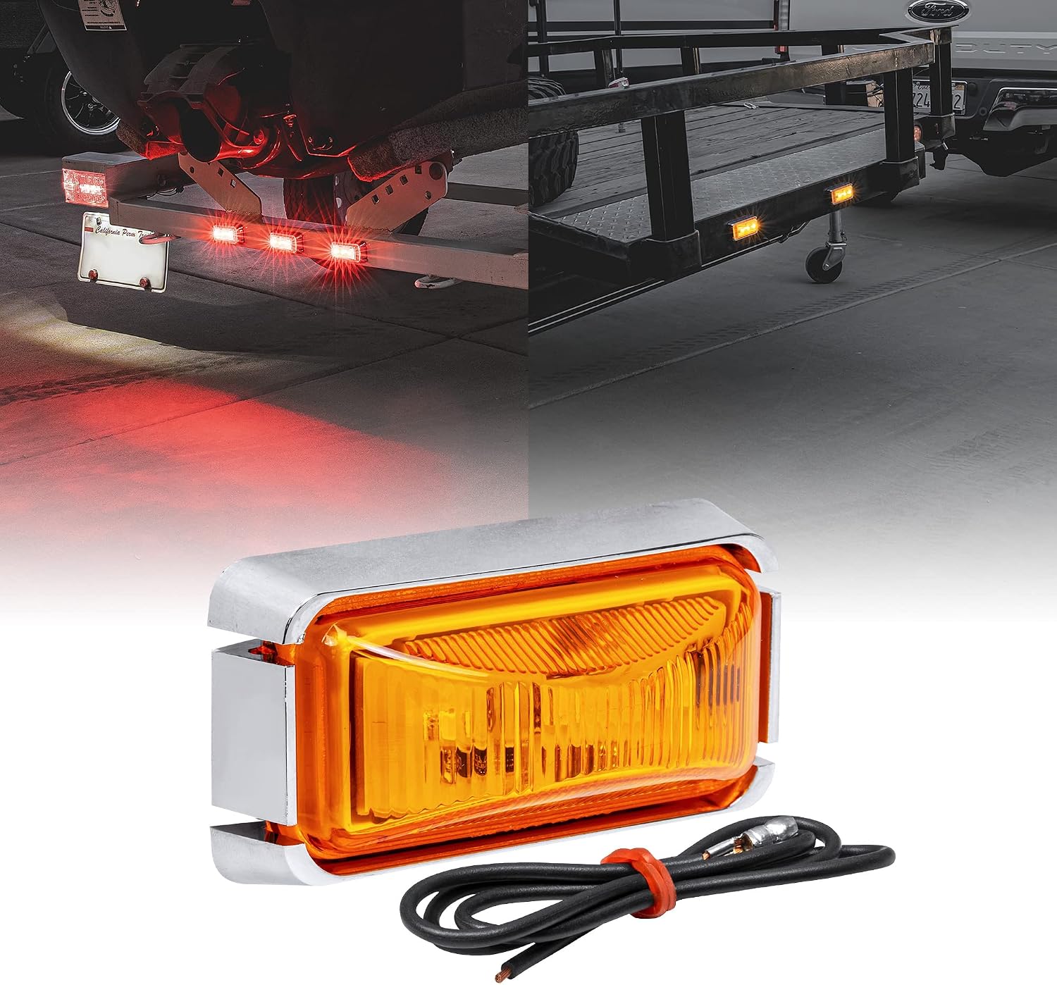 TRUE MODS 2pc 2.5" Amber Rectangle LED Trailer Marker Lights for Truck RV