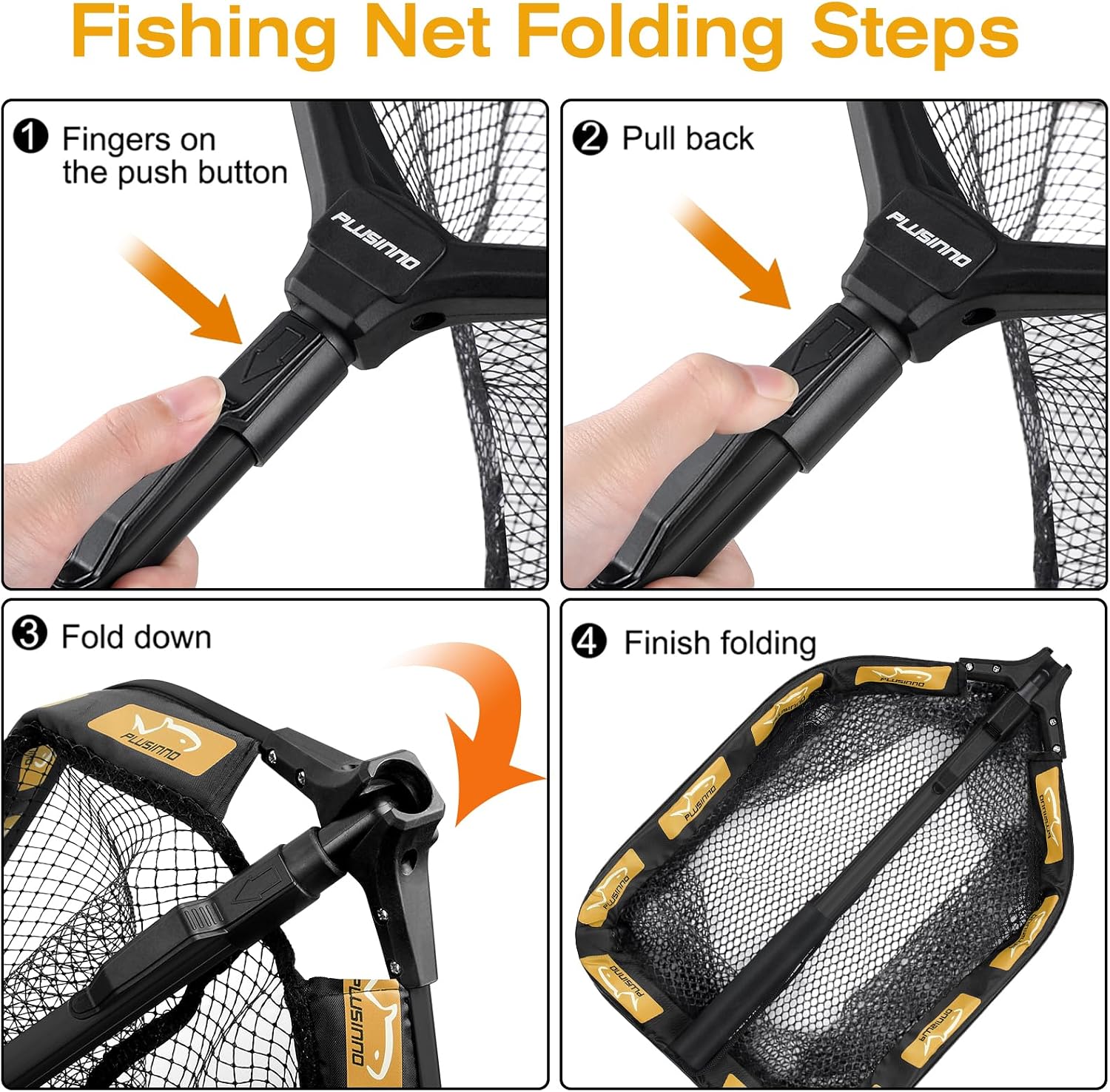 PLUSINNO Floating Fishing Net for Steelhead, Salmon, Fly, Kayak, Catfish, Bass, Trout Fishing