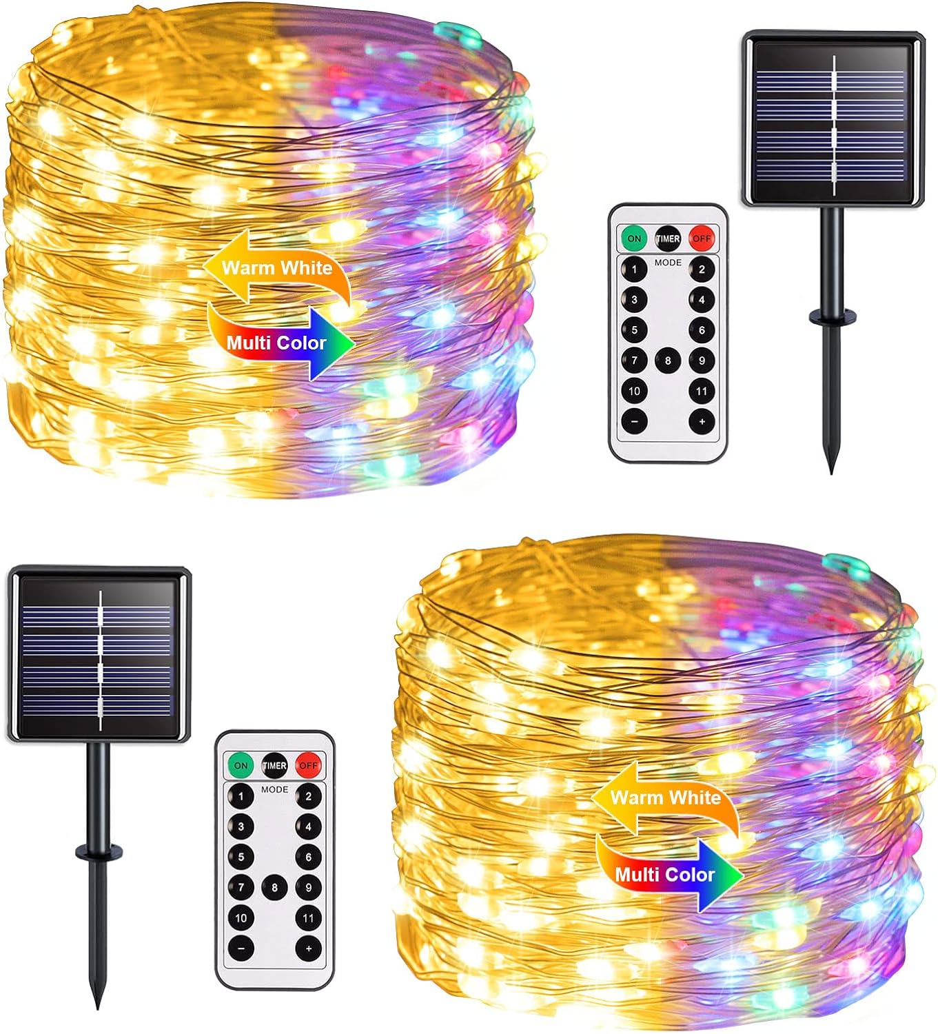 JMEXSUSS 2 Pack Solar String Lights Outdoor Total 66FT 200LED Fairy Lights | Outdoor Waterproof, 8 Modes Solar Christmas Lights for Outside Garden Tree Patio Yard Wedding Christmas Decorations, White