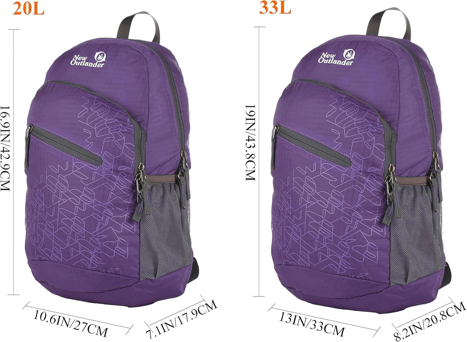 Packable Handy Lightweight Travel Hiking Backpack Daypack-Orange