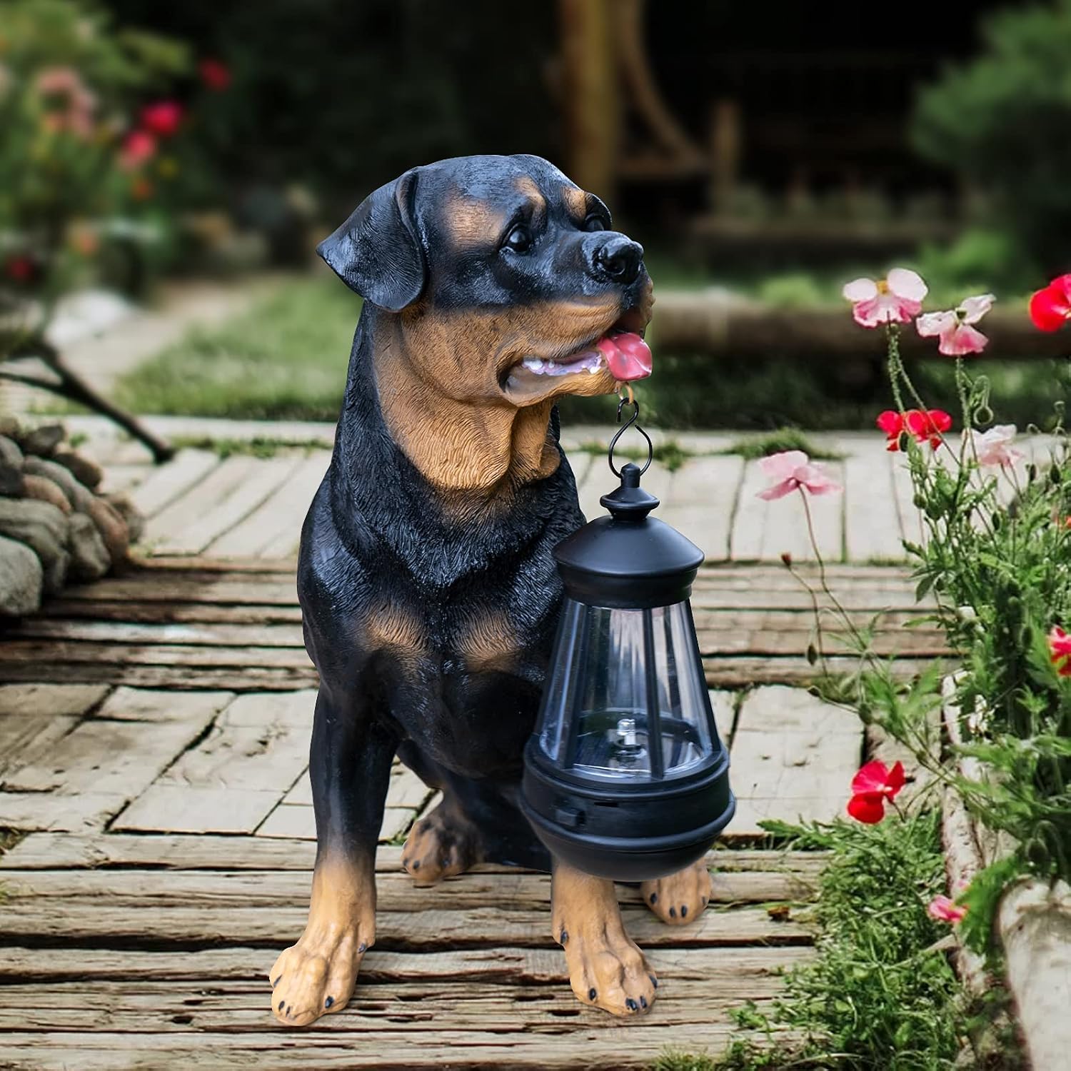 Notakia Golden Retriever Statue Outdoor with Solar Led Home Garden Decoration Windproof Lamp Realistic Dog Decor(Golden Retriever &LED)