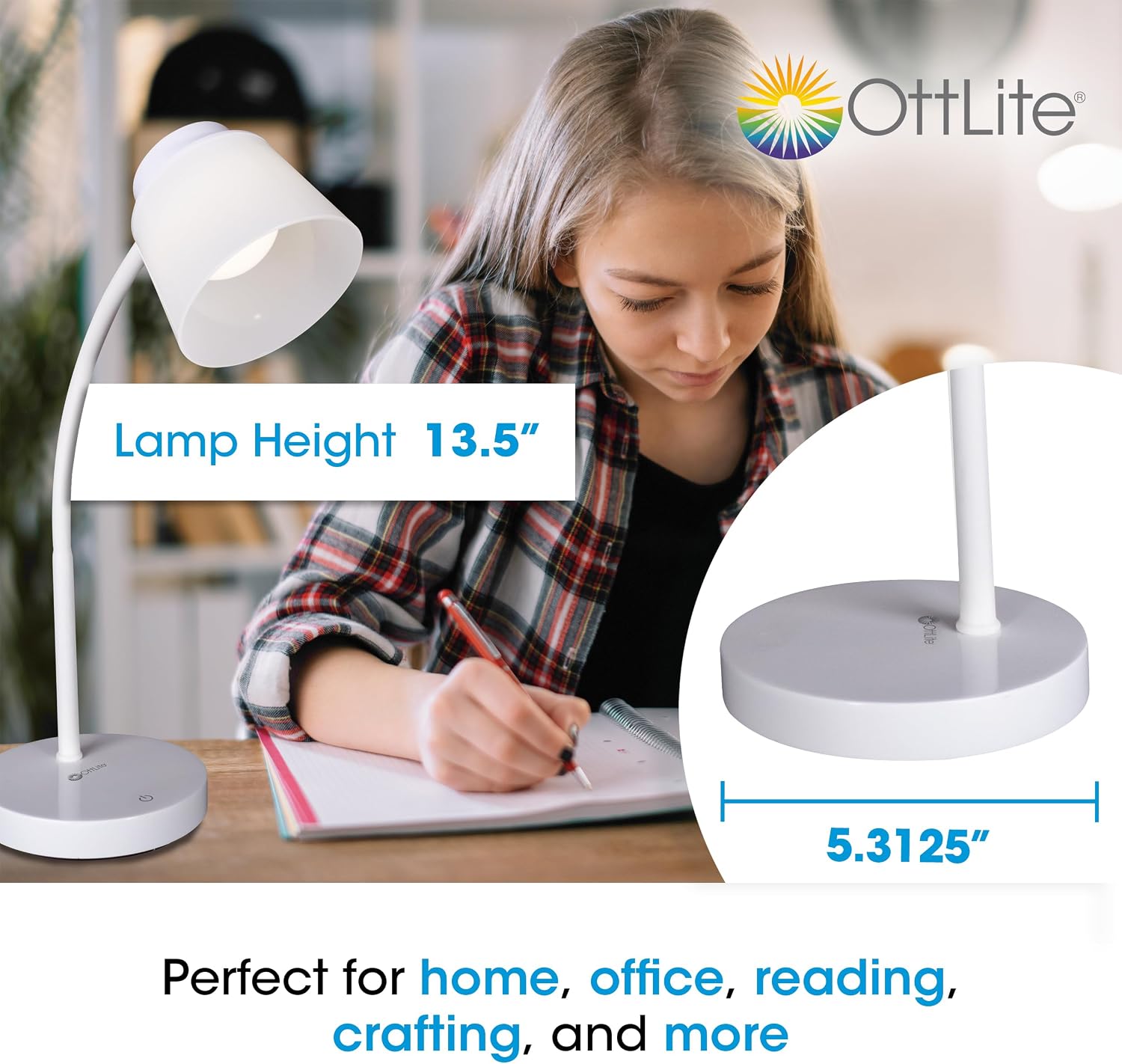 OttLite Clarify LED Desk Lamp, White