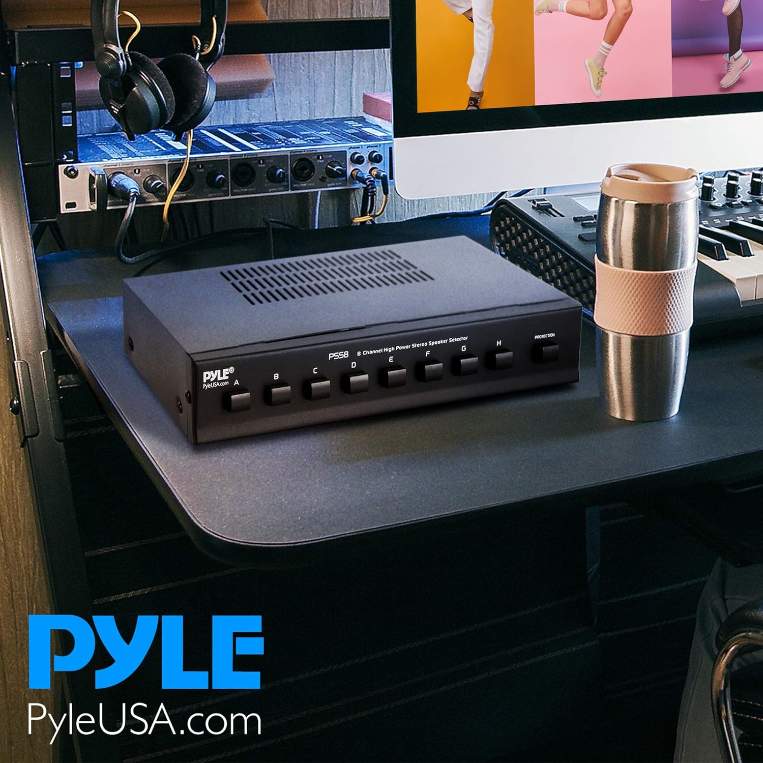 Pyle Premium New and Improved 8 Zone Channel Speaker Switch Selector Hub Distribution Box for Multi-Channel High Powered Stereo Amplifier A/B/C/D