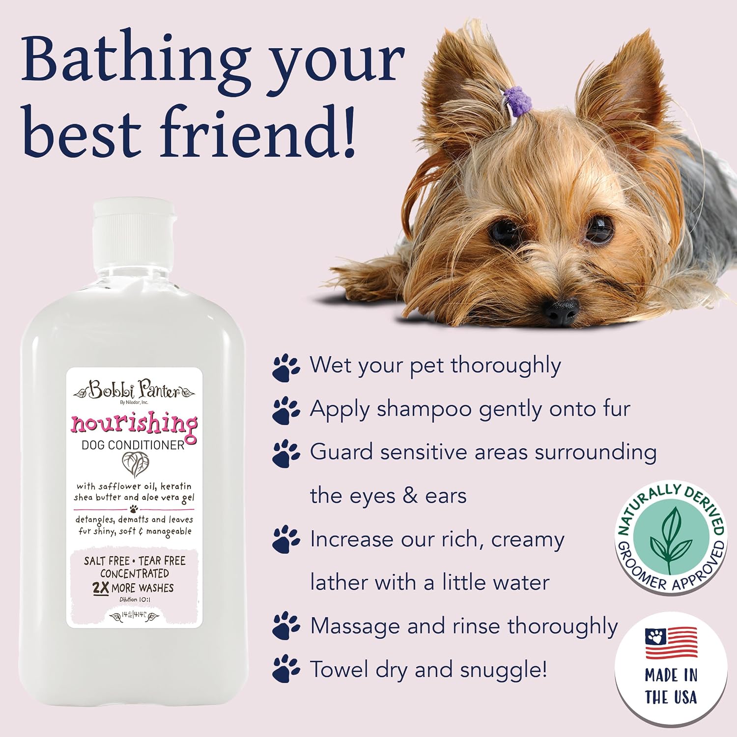 Bobbi Panter Soothing Dog Shampoo Tea Tree, Lavender, Cucumber & Oat Protein – Natural Formula for Sensitive Skin & Irritation Relief, Tear-Free, 30:1 Concentrate, Made in USA, 14 oz