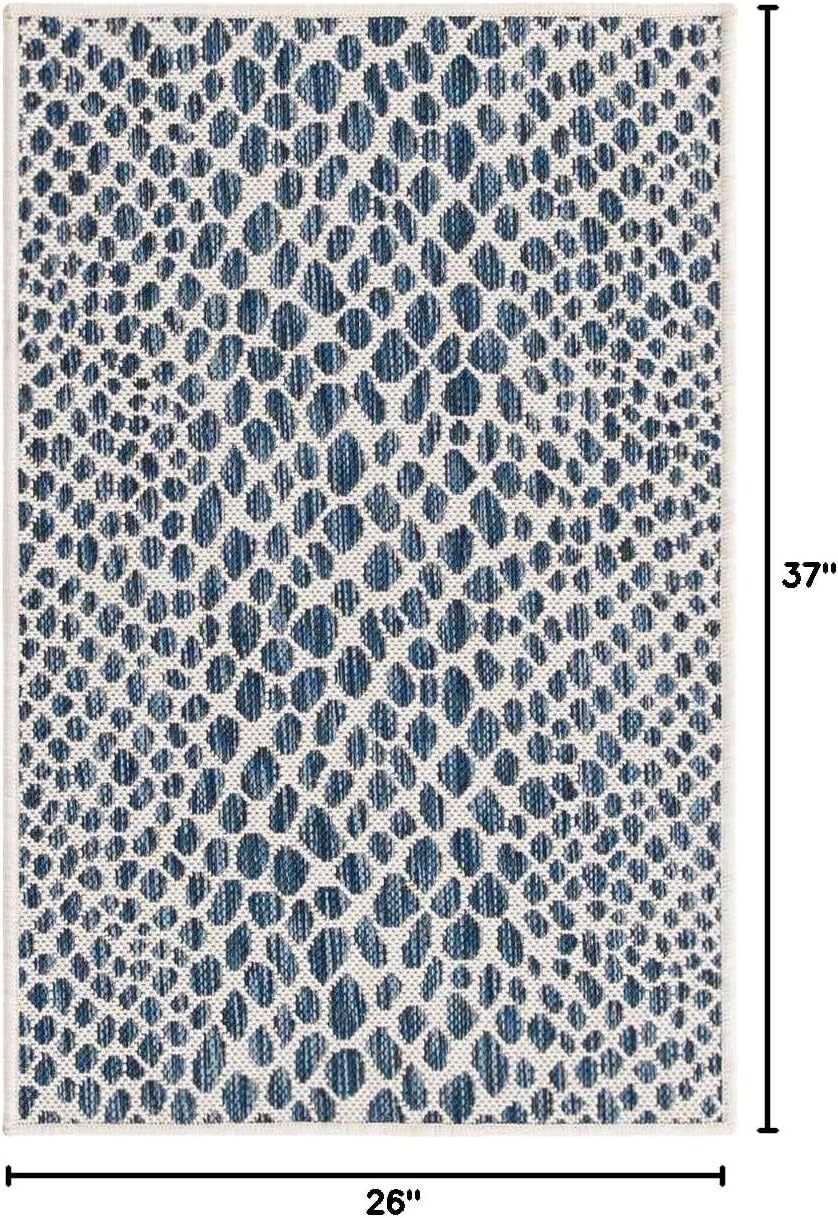 Unique Loom Outdoor Collection Area Rug - Cape Town (9' x 12' Rectangle, Blue/Ivory)