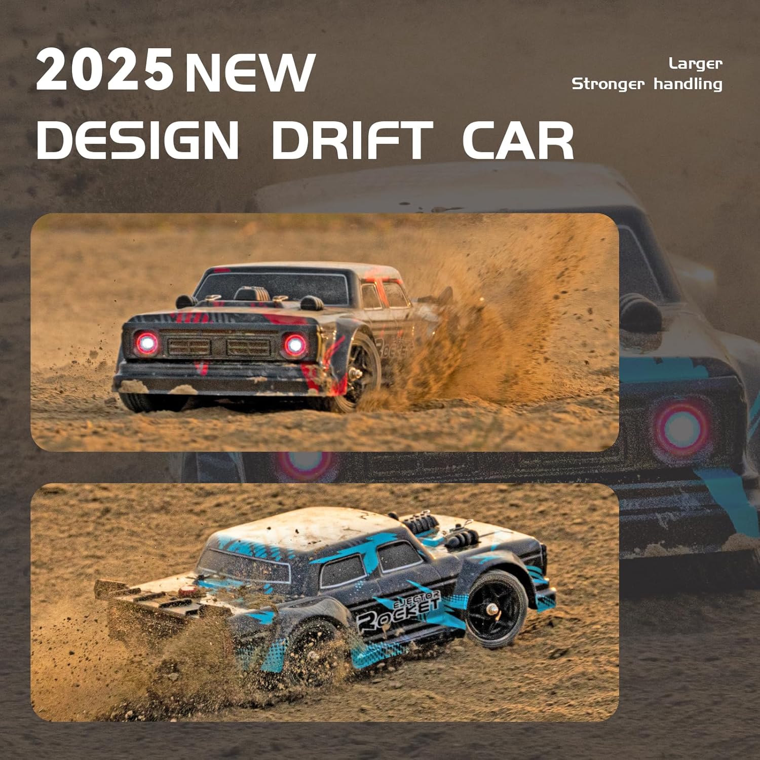 1/16 RC Drift Car, 35KM/H 4WD High Speed Remote Control Car with 380 Motor, Two Batteries & LED Light & Spray, 2.4 GHz RC Car for Adults and Kids