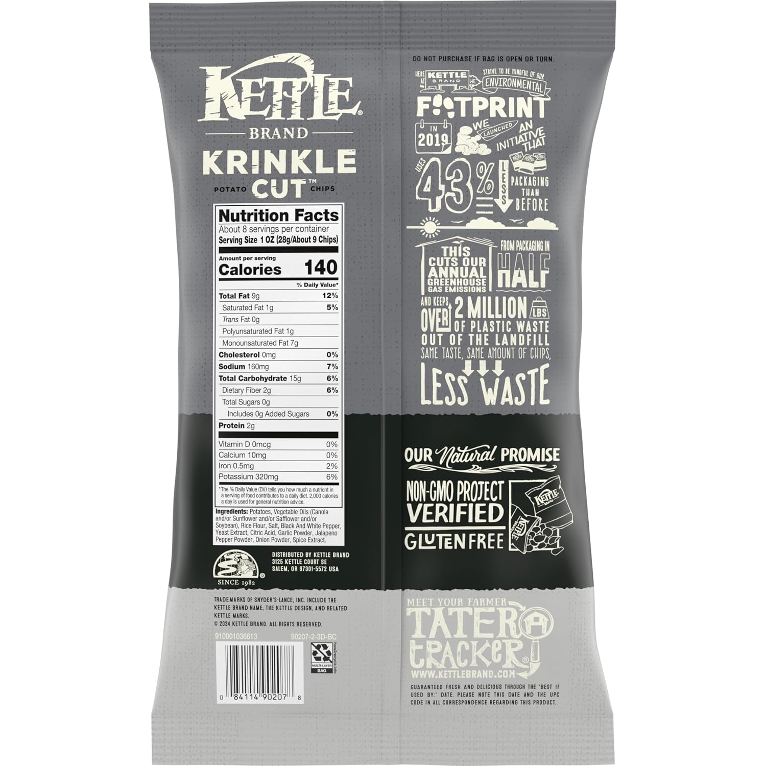 Kettle Brand Krinkle Cut Salt and Fresh Ground Pepper Potato Chips, 13 Oz
