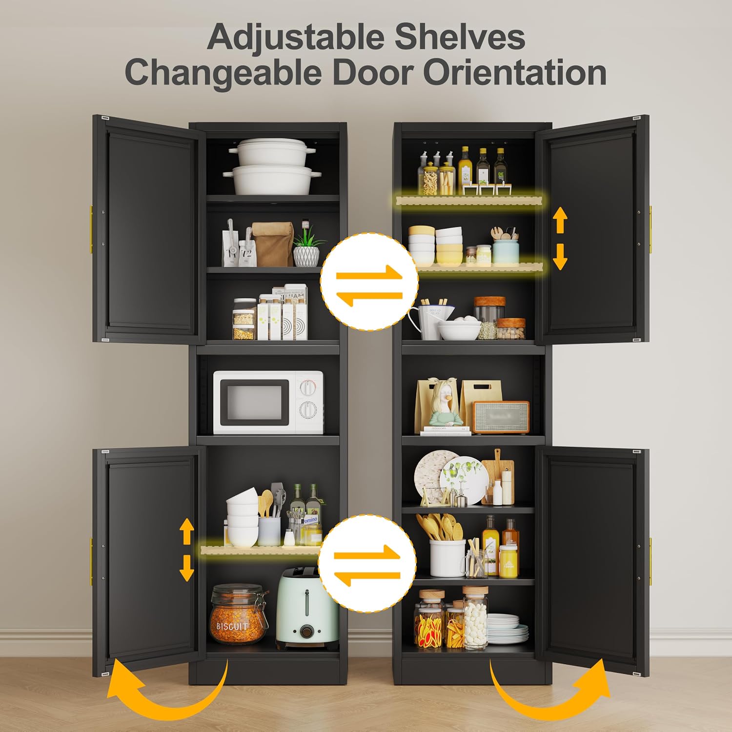 Ckzbx Tall Narrow Storage Cabinet 66.93" H Tall Bathroom Cabinet Metal Pantry Cabinets, 4 Adjustable Shelves for Kitchen, Home Office, Living Room, Dinning Room (20 inches Wide White)