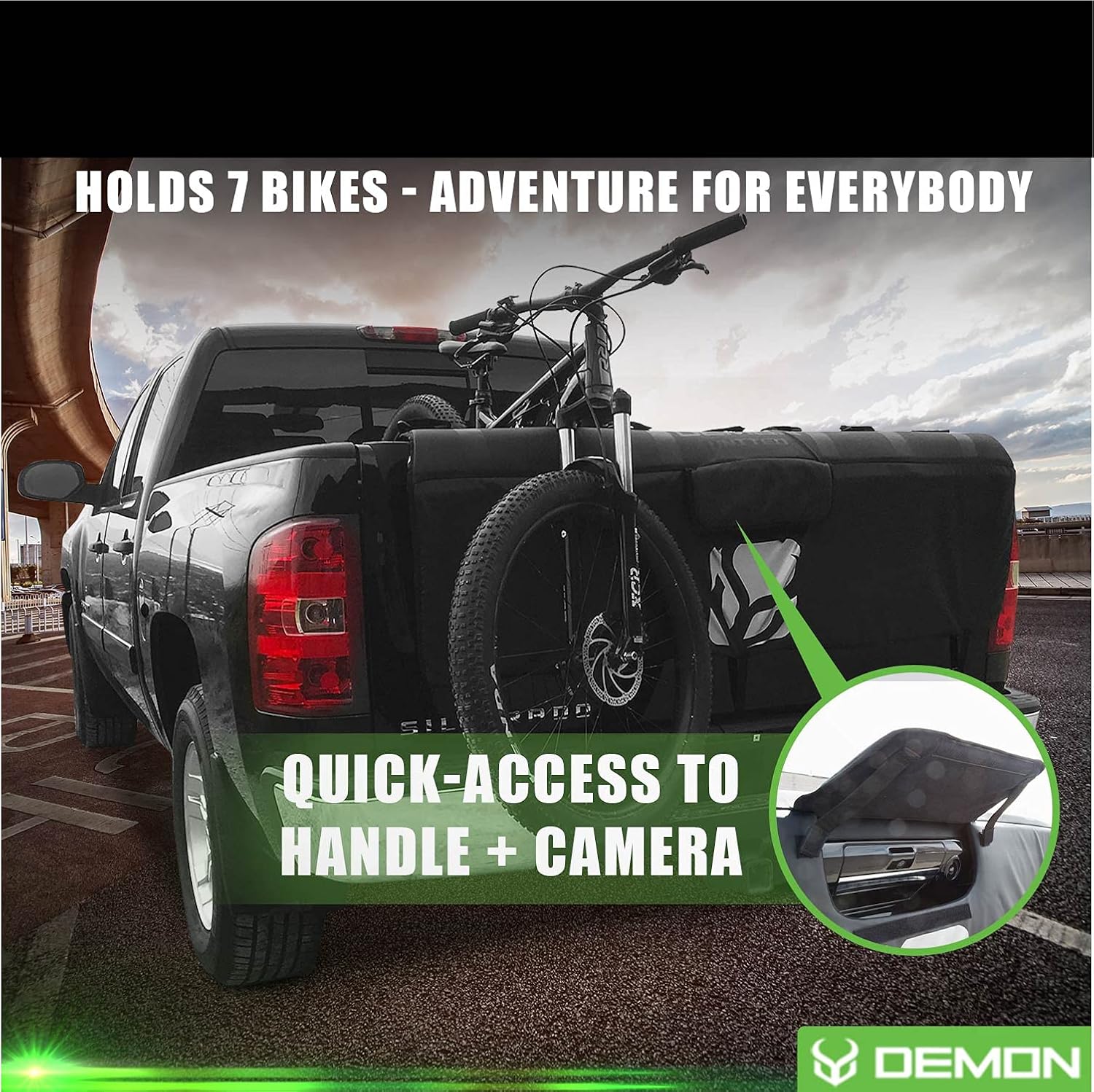 Demon Tailgate Pad for Mountain Bikes with Tool Pocket for Mechanic Tools/Tailgate Cover with Secure Bike Frame Straps