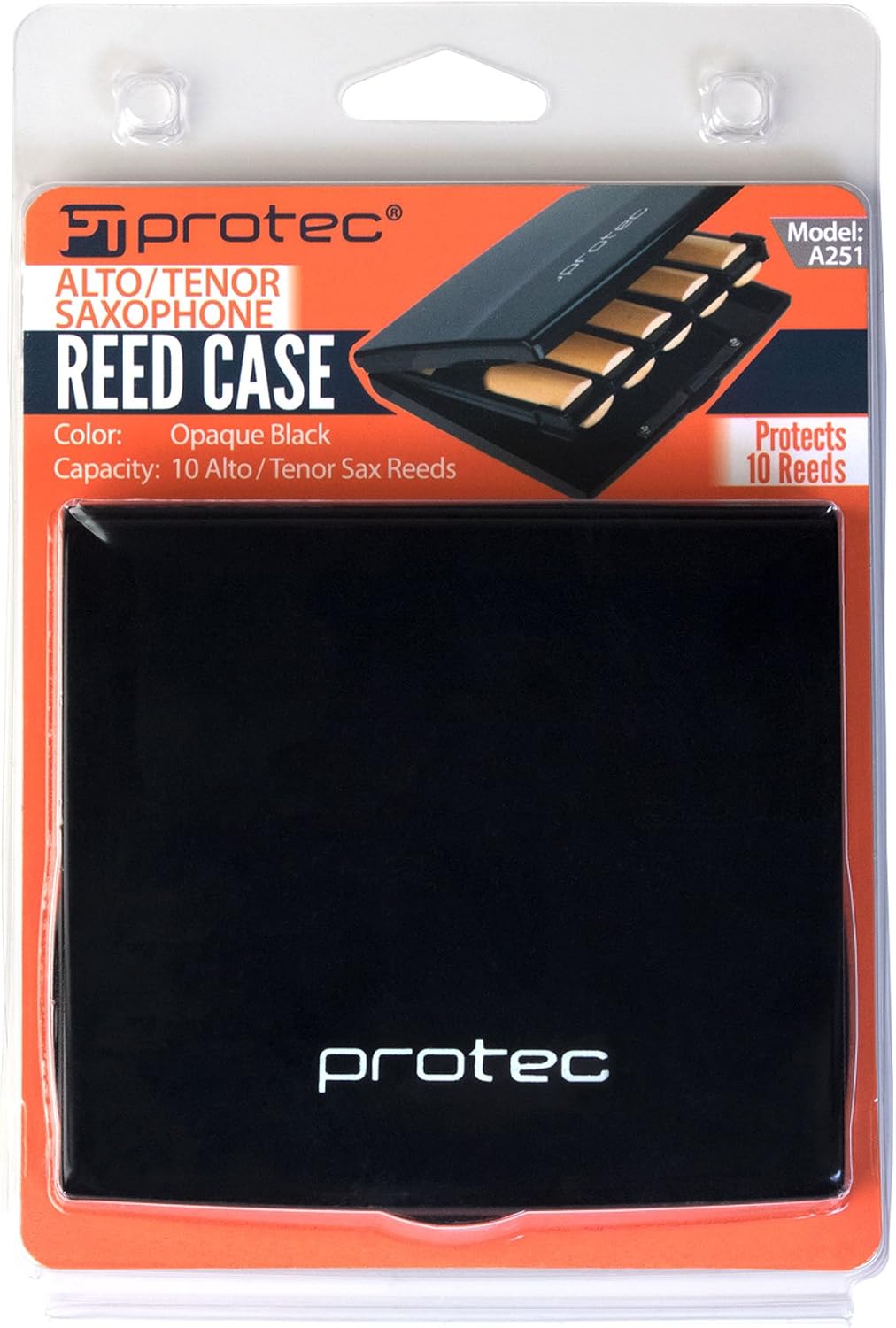 Protec Alto/Tenor Saxophone 10-Count Reed Case, Black, Model A251