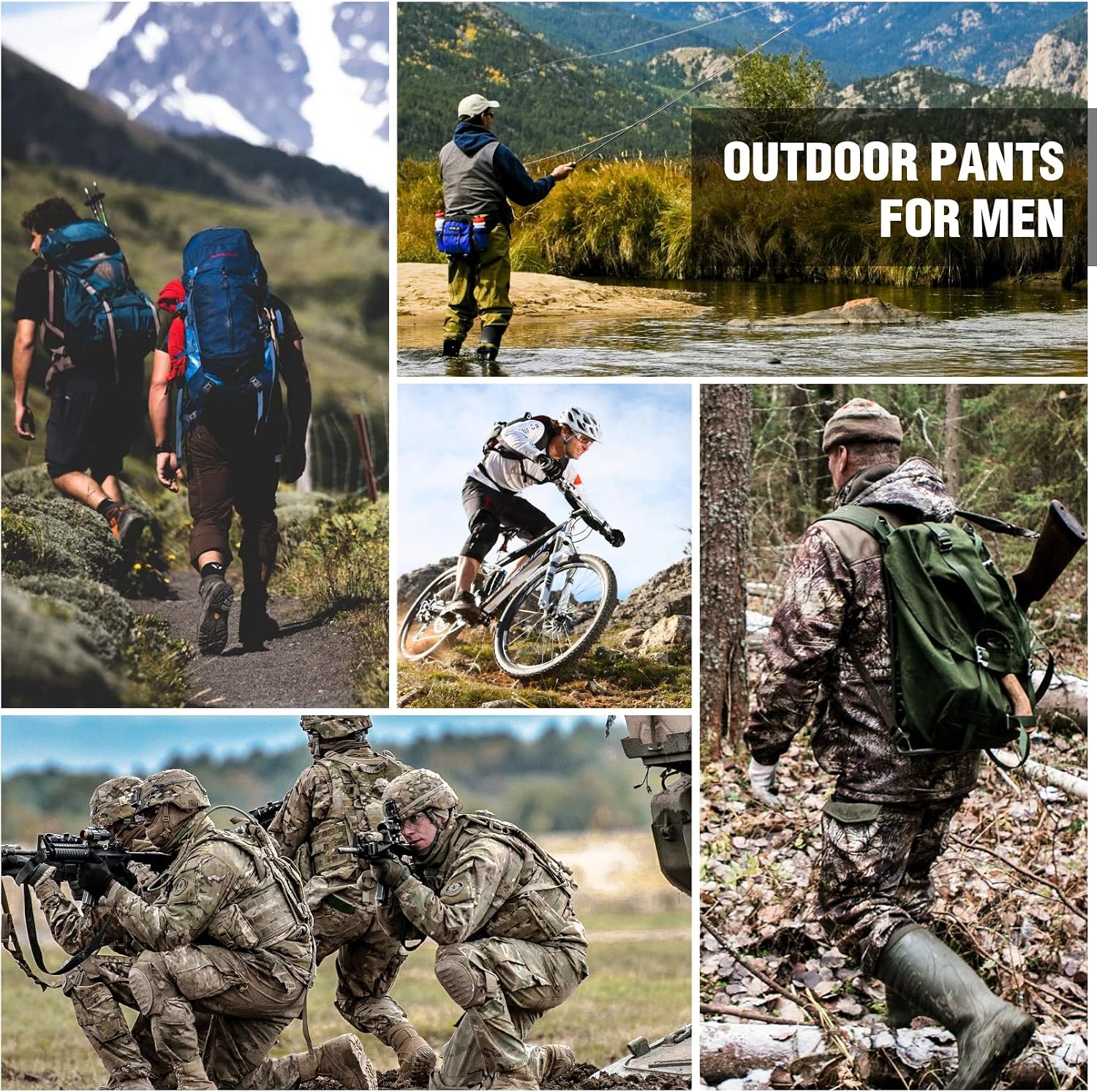 Mens Cargo Pants Camo Work Tactical Rip Stop BDU Casual Army Military Pants | 100% Cotton,Wear Resistant,Breathable,Sweat-absorbent,Men's Wild Cargo Pants with 8 Pockets,Relaxed Loose Fit Hiking Pants