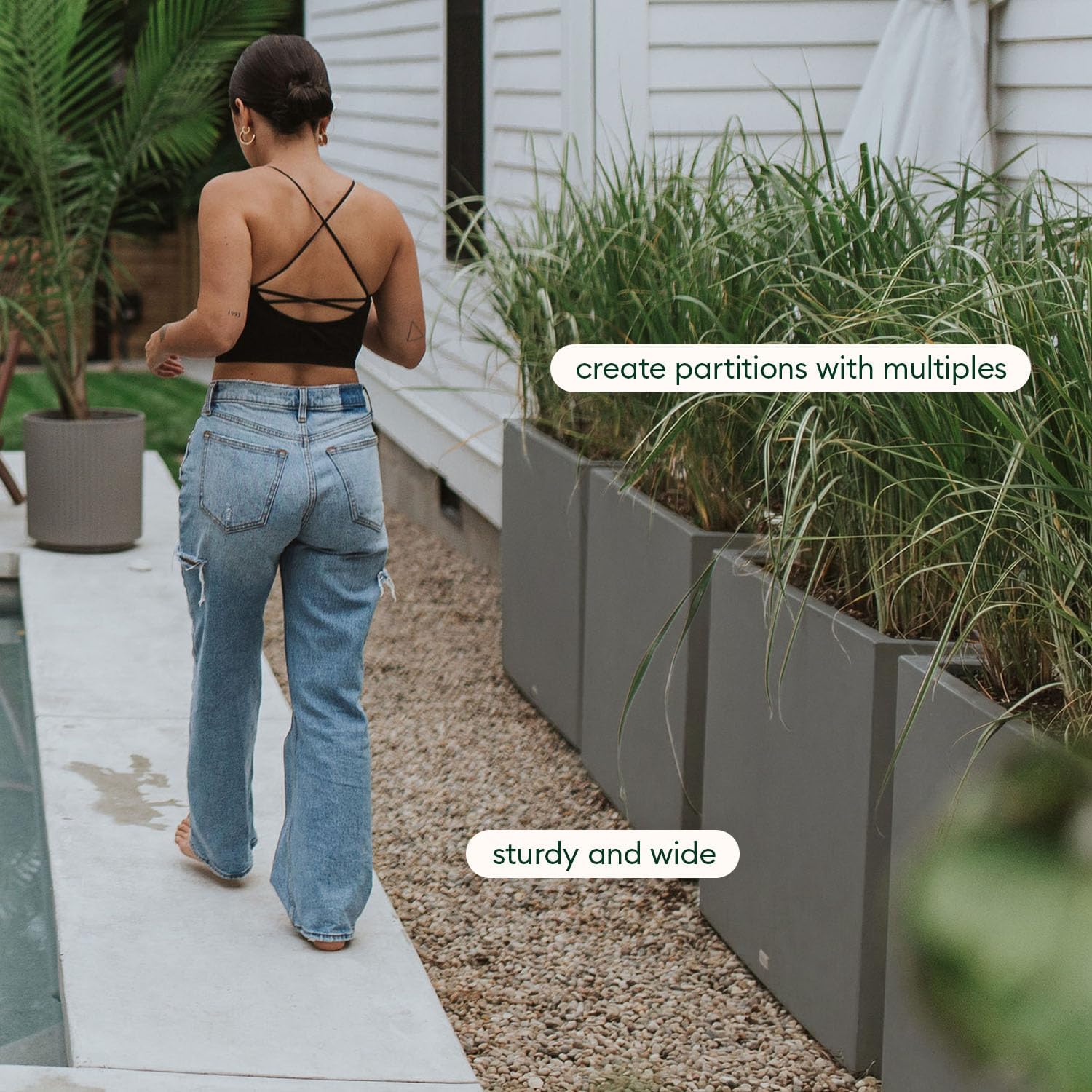 Veradek Span Plastic Box Series Planter - Tall Rectangular, White, All-Weather Resistant, Removable Insert Bucket, Modern Design, Indoor/Outdoor Use | Made From Durable Plastic Featuring a Removable Insert Bucket. Modern Porch/Patio Décor for Plants and…