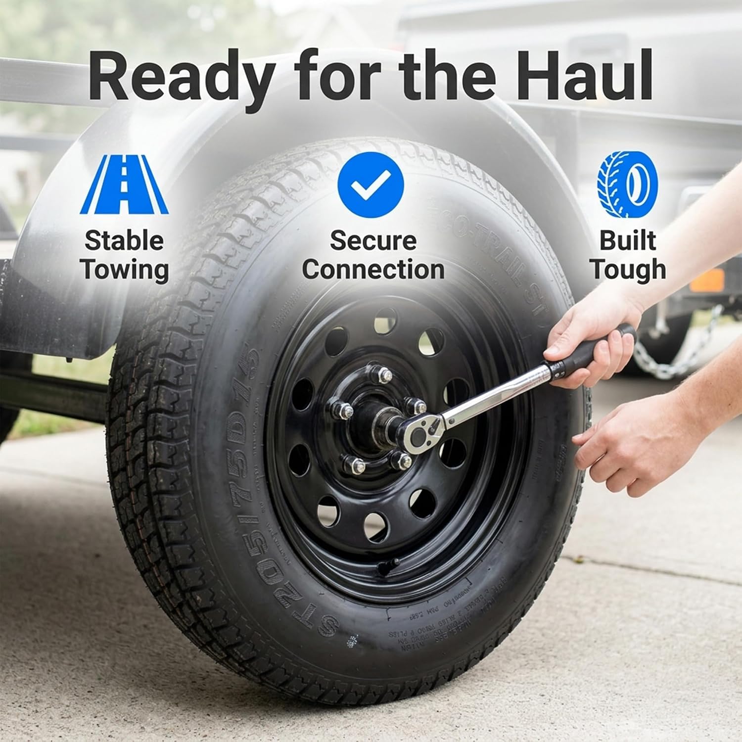 eCustomrim Trailer Tire Rim Assembly ST205/75D15 Black Load Range C 5 Lug | 5 Bolt On 4.5 Inch Center, 6 Ply 15 Inch Tire
