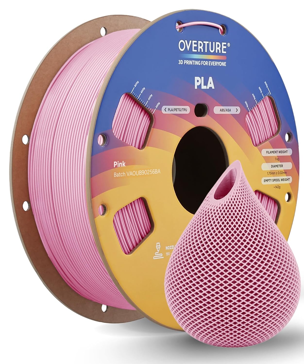 OVERTURE High Speed PLA Filament 1.75mm 3D Printer Filament,1kg White