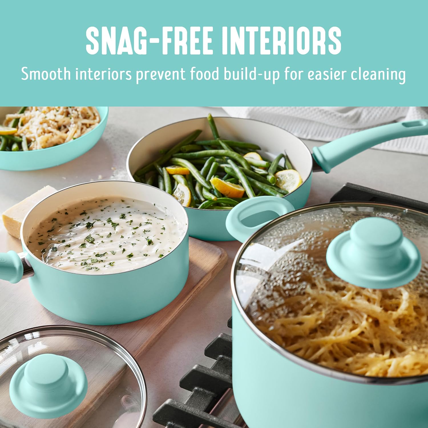 GreenLife 16 Piece Ceramic Nonstick Pots & Pans Cookware Set, Turquoise | PFAS-Free Ceramic Nonstick, Stockpot, Frying Pans, Saucepans, Sauté Pan, Stay-Cool Handles, Dishwasher & Oven Safe up to 350F