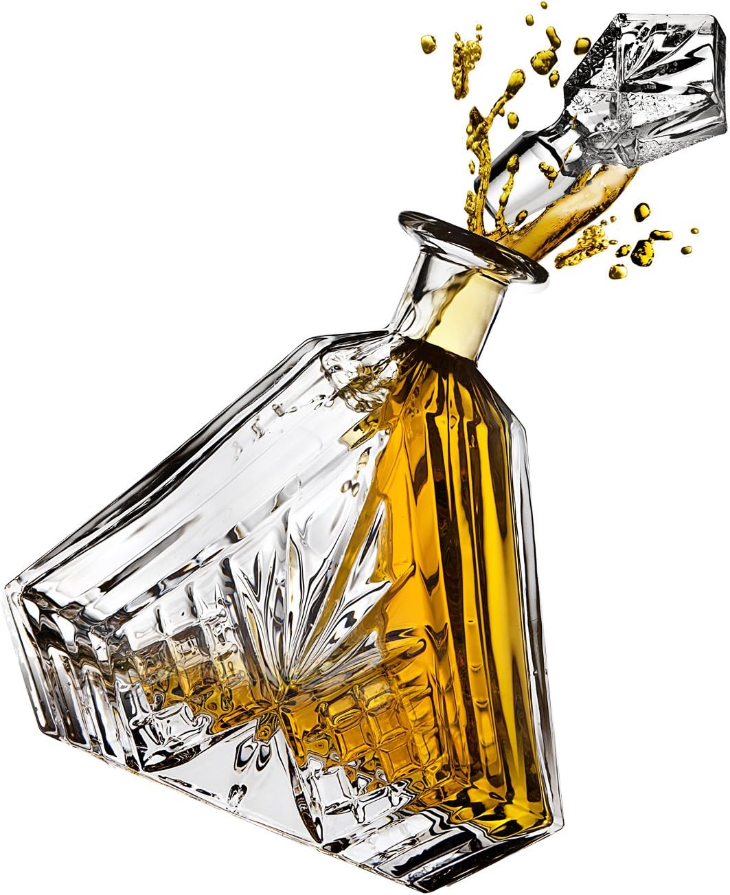 Whiskey Decanter for Liquor Scotch Bourbon or Wine, Irish cut Triangular - 750ml