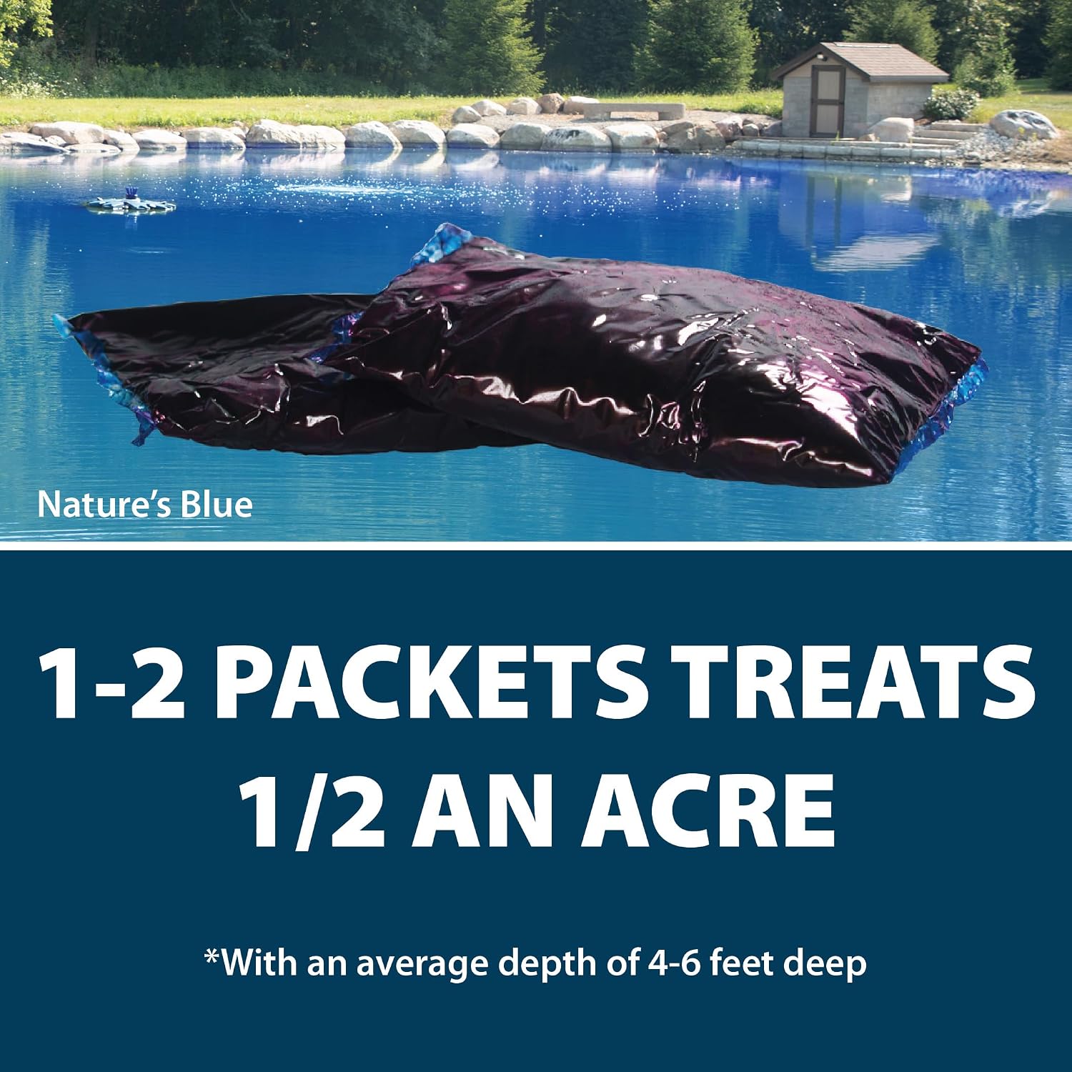 Airmax Pond Dye Plus, Nature's Blue Pond & Lake Water Colorant, 1 Gallon | Natural beneficial bacteria clarifier shades plants and algae from sunlight; fish and livestock safe