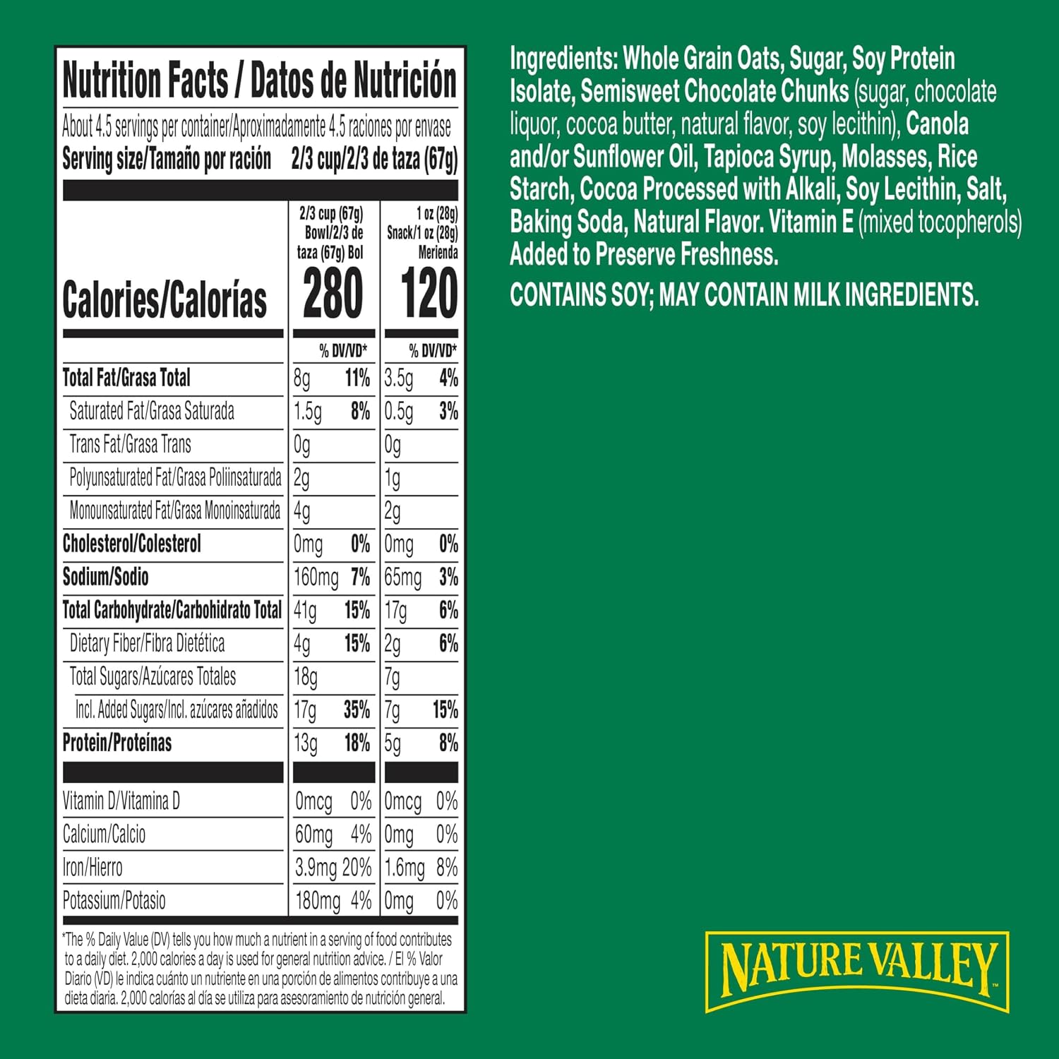 Nature Valley Oats & Honey Protein Granola, Resealable Pouch, 11 oz | 13g Protein & 33g Whole Grain per Serving, Good Source of Fiber, No Artificial Flavors or Colors