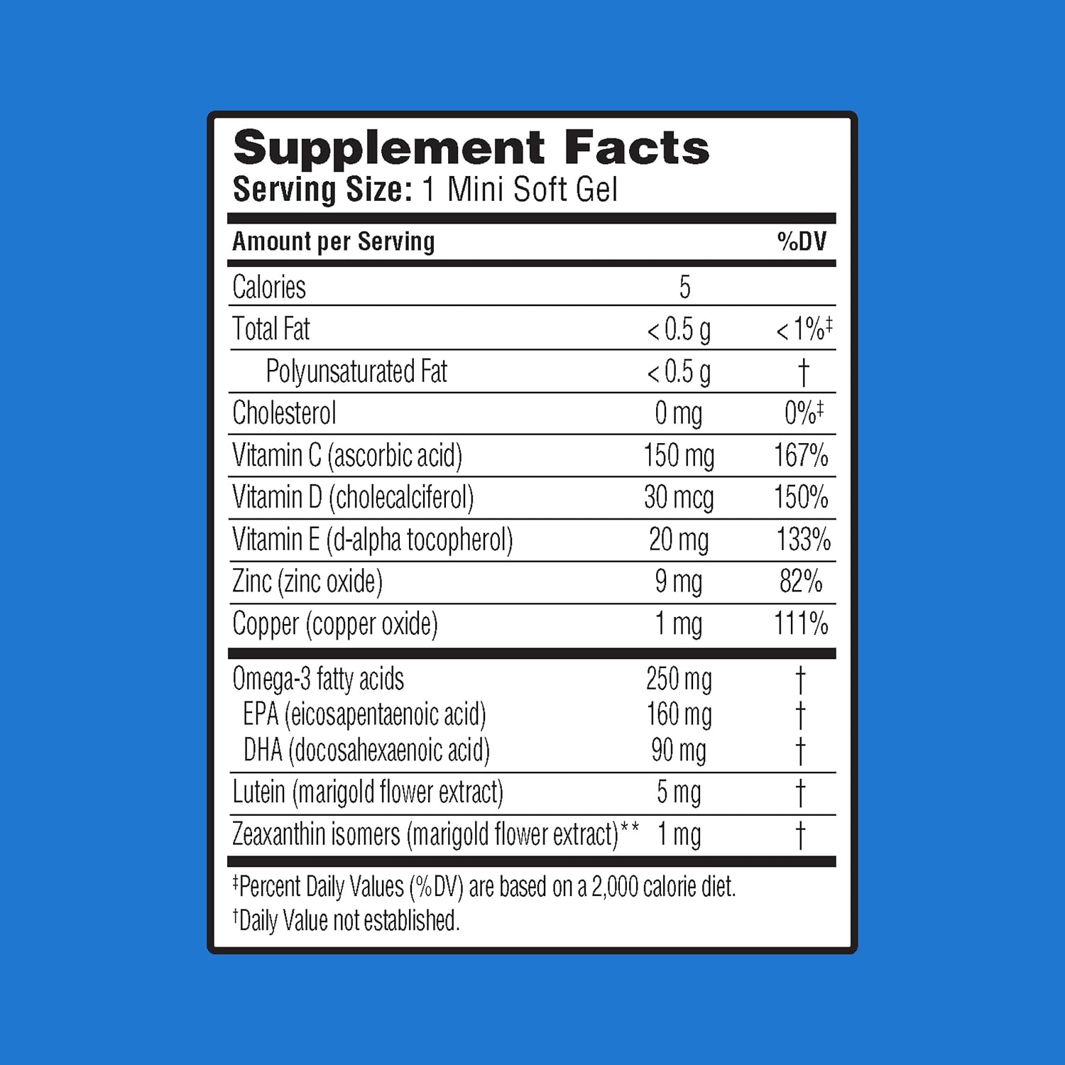 Ocuvite 50+ Eye Vitamin & Mineral Supplement, Multivitamin for Vision & Ocular Health with Omega-3, Zinc, Vitamins C & E, Lutein & Zeaxanthin, Zinc Supplements for Women and Men, 50 Softgels