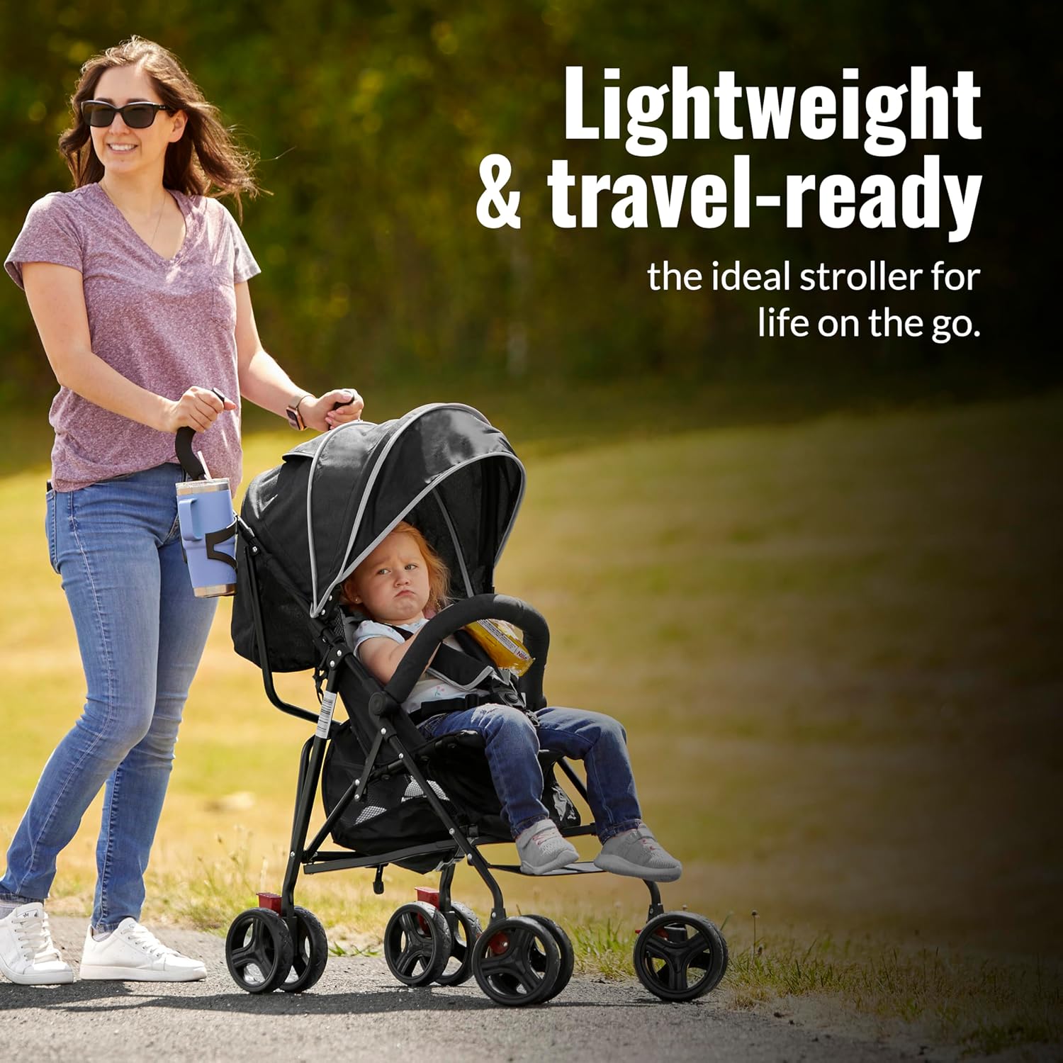 Dream On Me Vista Moonwalk Baby Stroller in Light Gray, Lightweight Infant Stroller with Compact Fold