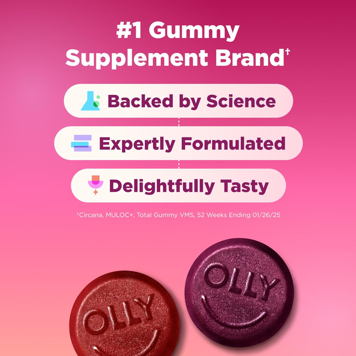 OLLY Women's Multivitamin, Supports Overall Wellness,* Biotin - 90 Count