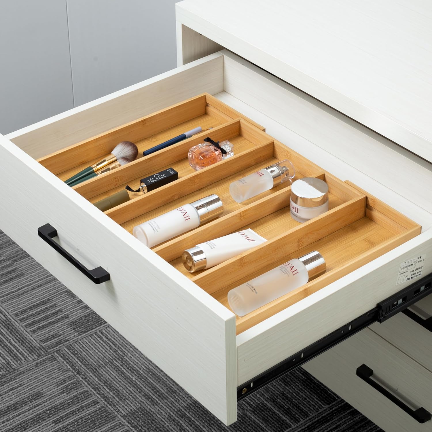 Utoplike Bamboo Expandable Kitchen Drawer Organizer Silverware Utensil Tray