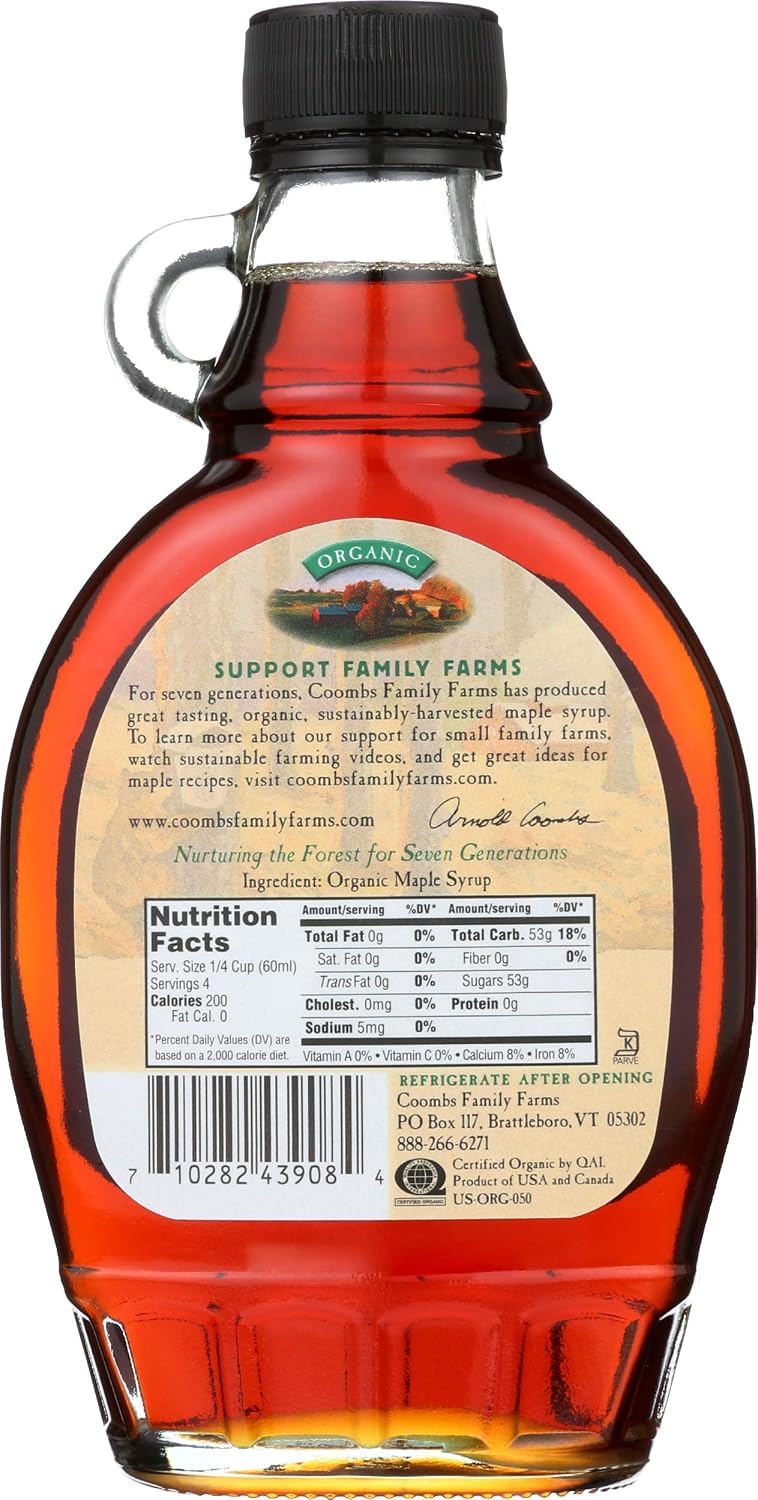 Coombs Family Farms 100% Pure Organic Maple Syrup Grade A Amber Rich, 8 Fl Oz