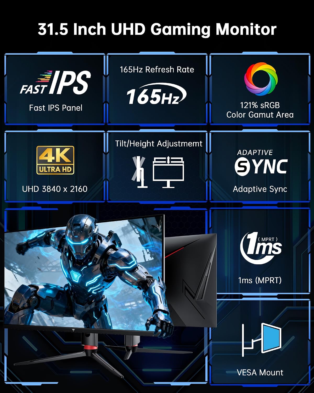 KTC 24.5 Inch Gaming Monitor, 180Hz OC 200Hz Monitor FHD, Fast IPS, H25T7 | 1080P Monitors 1ms, 128% sRGB HDR10, Adaptive Sync, HDMI DP, VESA Tilt Adjustable for Xbox PS5 Switch, HDMI Cable Inc.