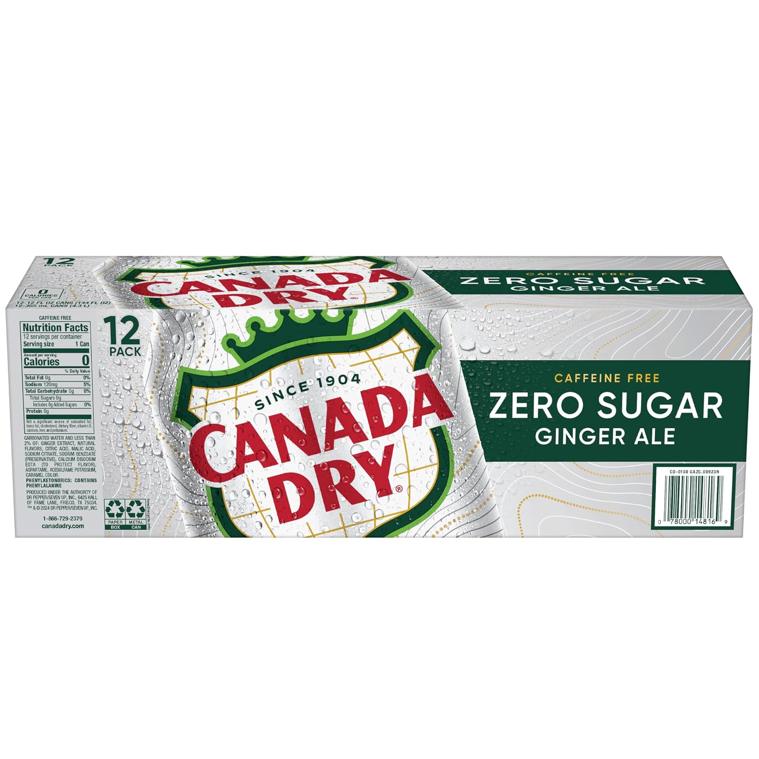 Canada Dry Ginger Ale Soda, 12 fl oz cans, 12 pack