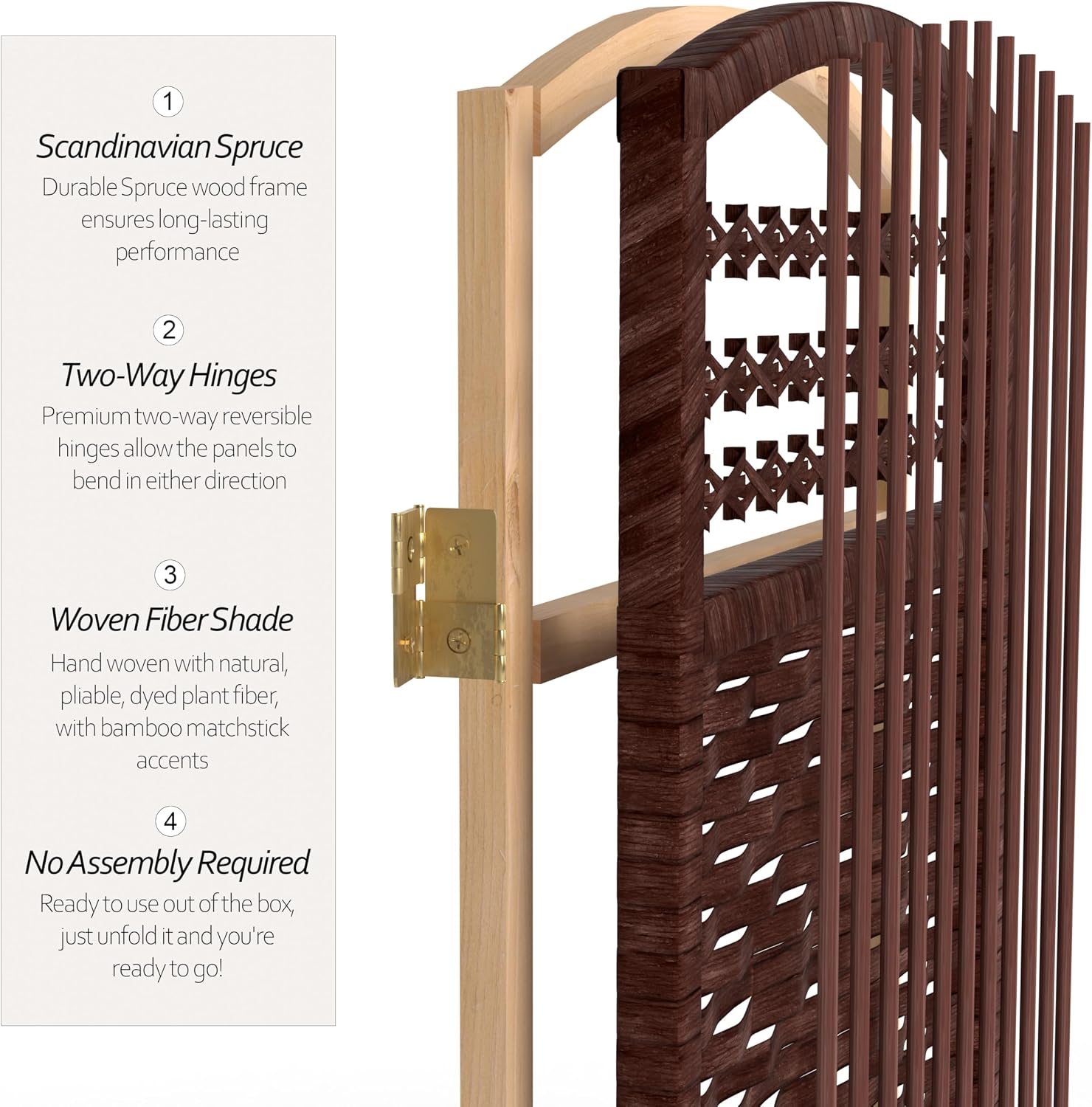 4 ft. Short Fiber Weave Folding Screen - Natural - 4 Panels