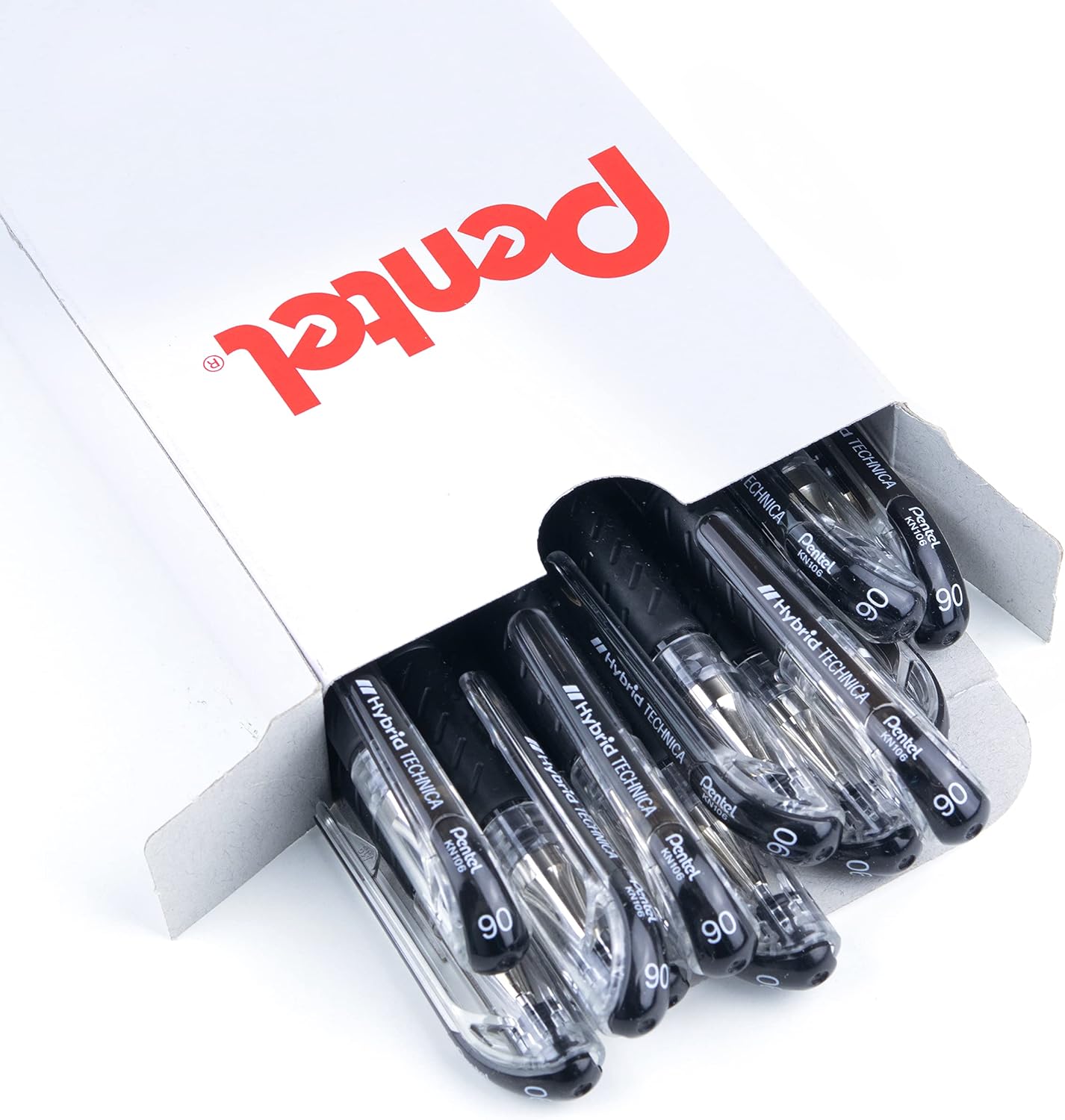 Pentel Arts Hybrid Technica Pen, (0.3mm), Ultra Fine Point, Black Ink, Box of 12 (KN103-A)