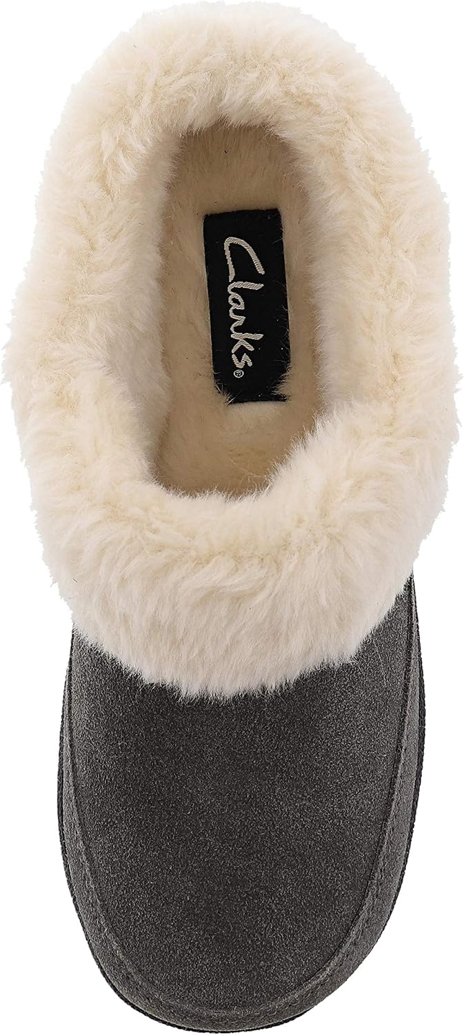 Clarks Womens Faux Fur Lined Clog Slippers Warm Cozy Indoor Outdoor Plush Slipper for Women