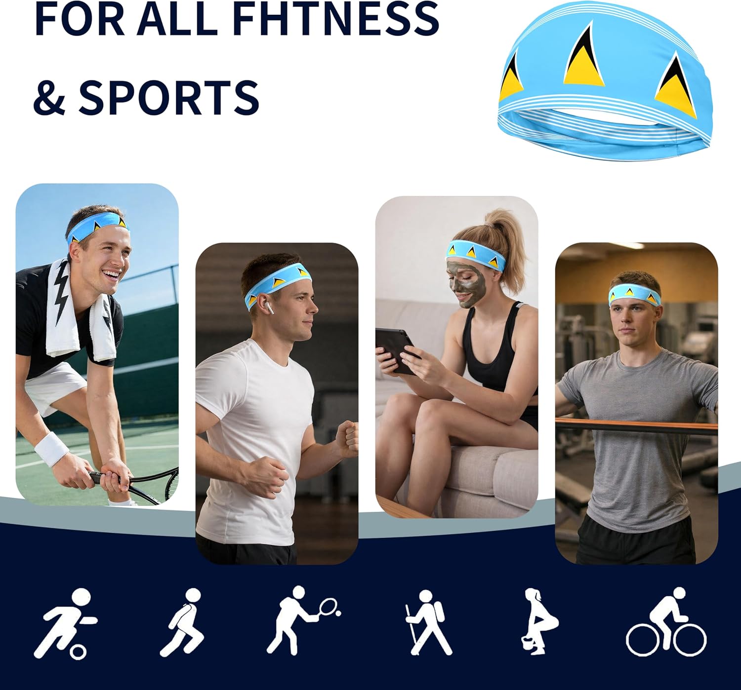 Sports Headband for Women Men,Flag Pattern Workout Head Band,Sweat Bands,Women Running Cycling Yoga Fitness,WorkoutSports Gift