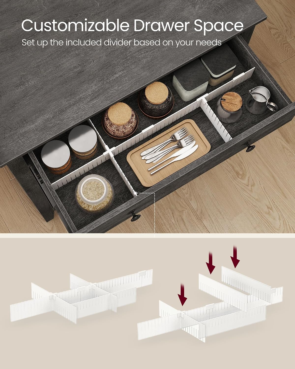 VASAGLE LIRY Collection - Storage Cabinet, Buffet Cabinet, Sideboard, Credenza, with Adjustable Shelves, for Entryway, Rustic White and Honey Brown ULSC381W01