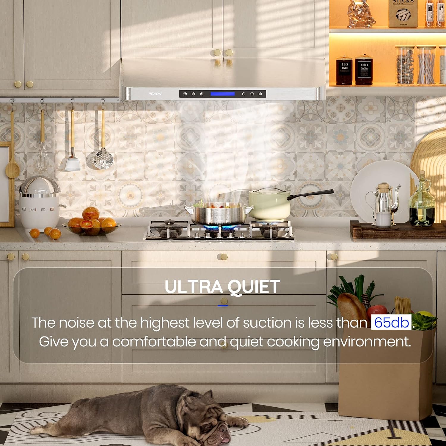 EKON 42 inches Under Cabinet Range Hood, 900 CFM Stainless Steel Kitchen Chimney Vent