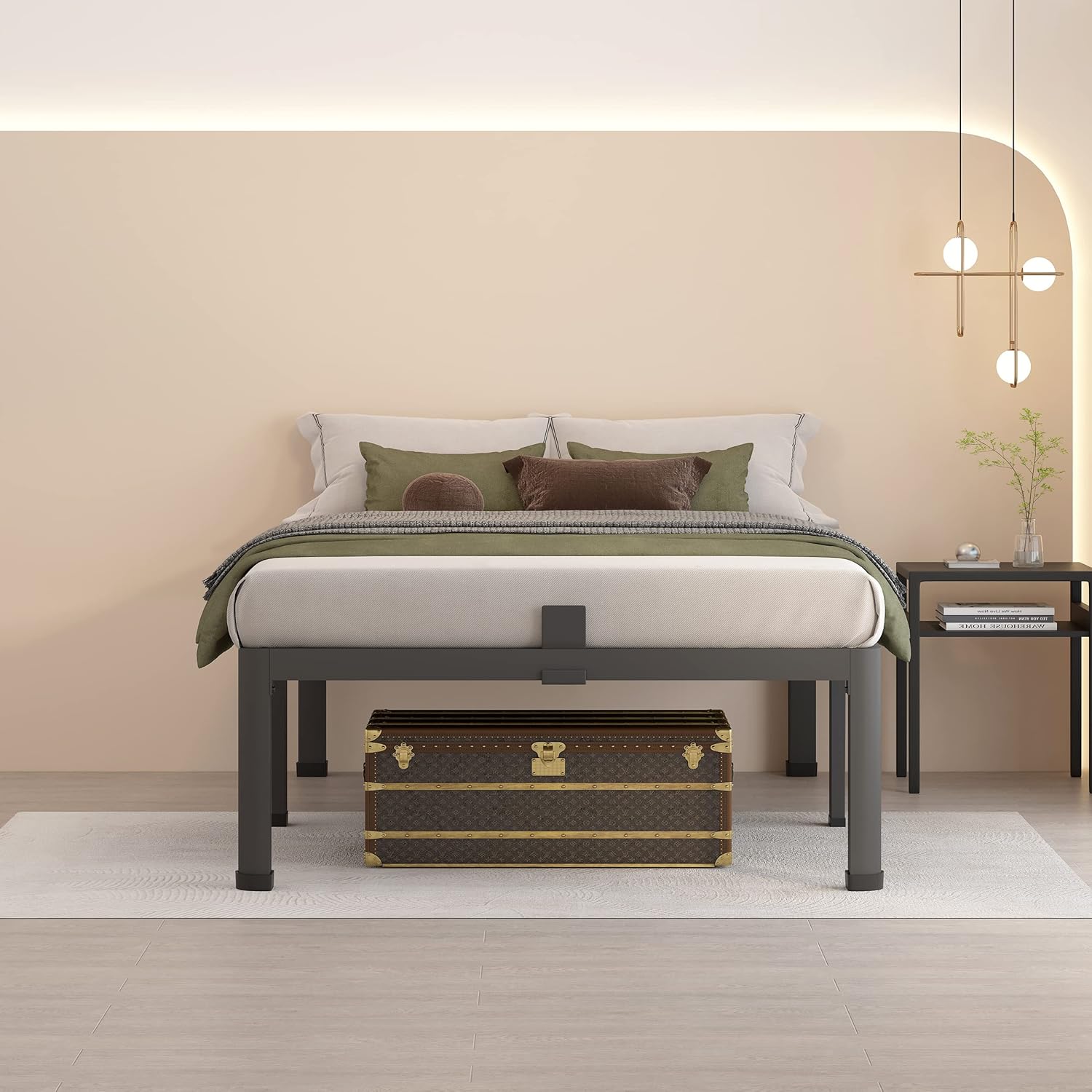 MAF 18 Inch Twin Bed Frames with Round Corner Legs Mattress Slide Stopper | No Box Spring Needed, Heavy Duty Metal Platform Bed Frame