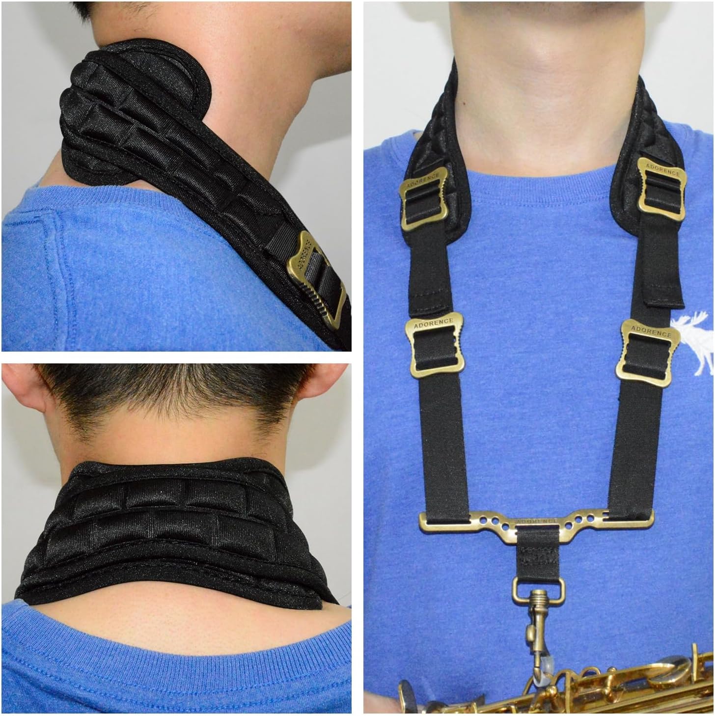 adorence Saxophone Neck Strap with Removable Washable Neck Pad - H04 Black