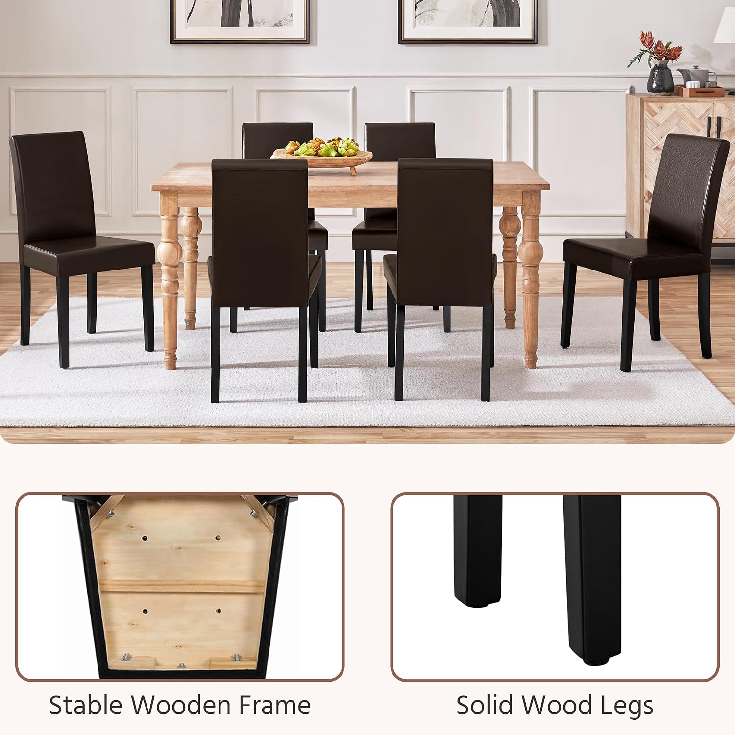 Yaheetech Dining Chairs Set of 4 Upholstered Kitchen Chairs Black