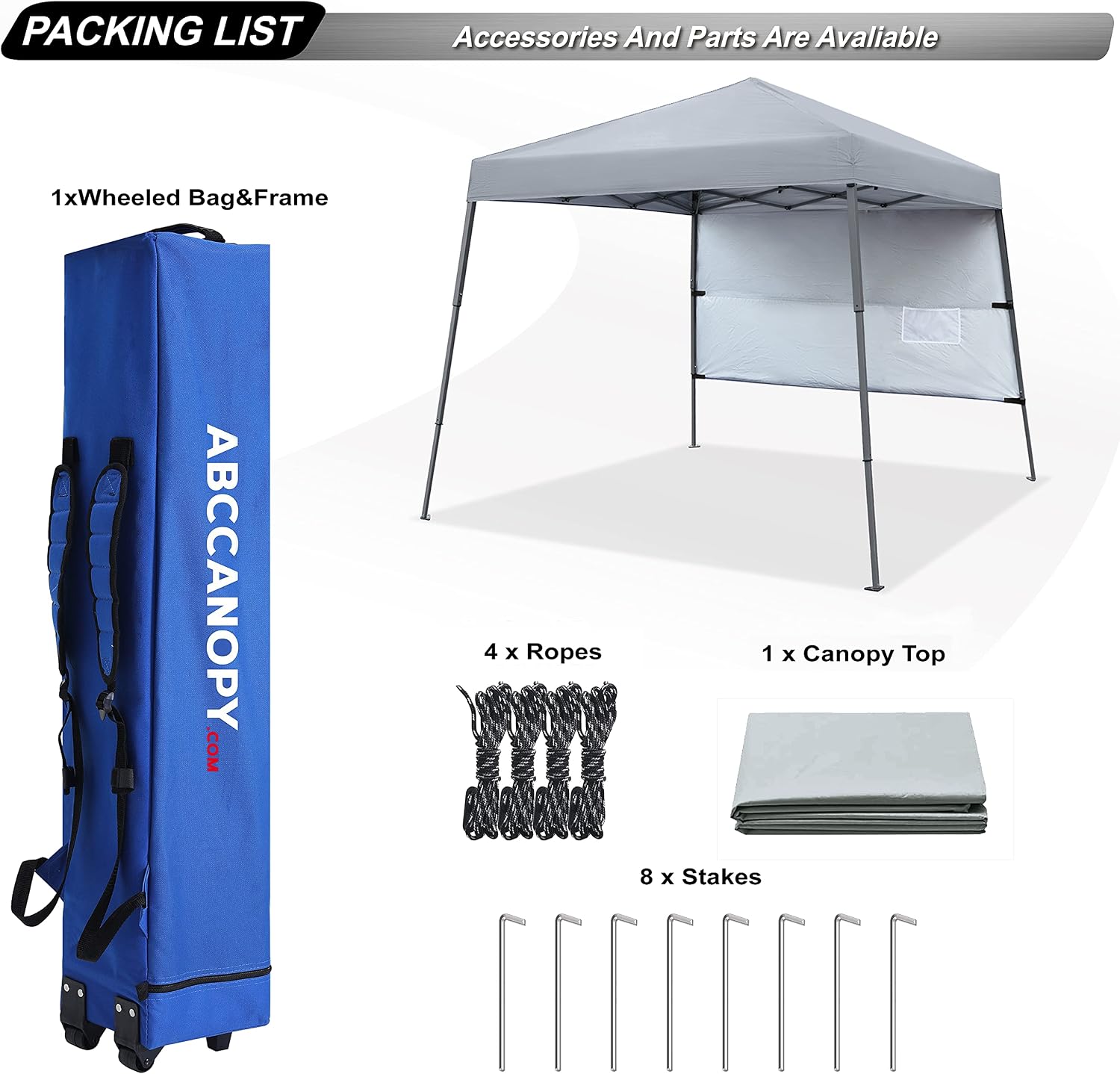ABCCANOPY Outdoor Pop Up Canopy 10x10 Beach Camping Canopy with 1 Sun Wall, Bonus Backpack Bag, Stakes and Ropes, Sky Blue | Backpack Carry Bag, Stakes & Guy Ropes Included, Easy Setup; For Beach, Camping, Backyard