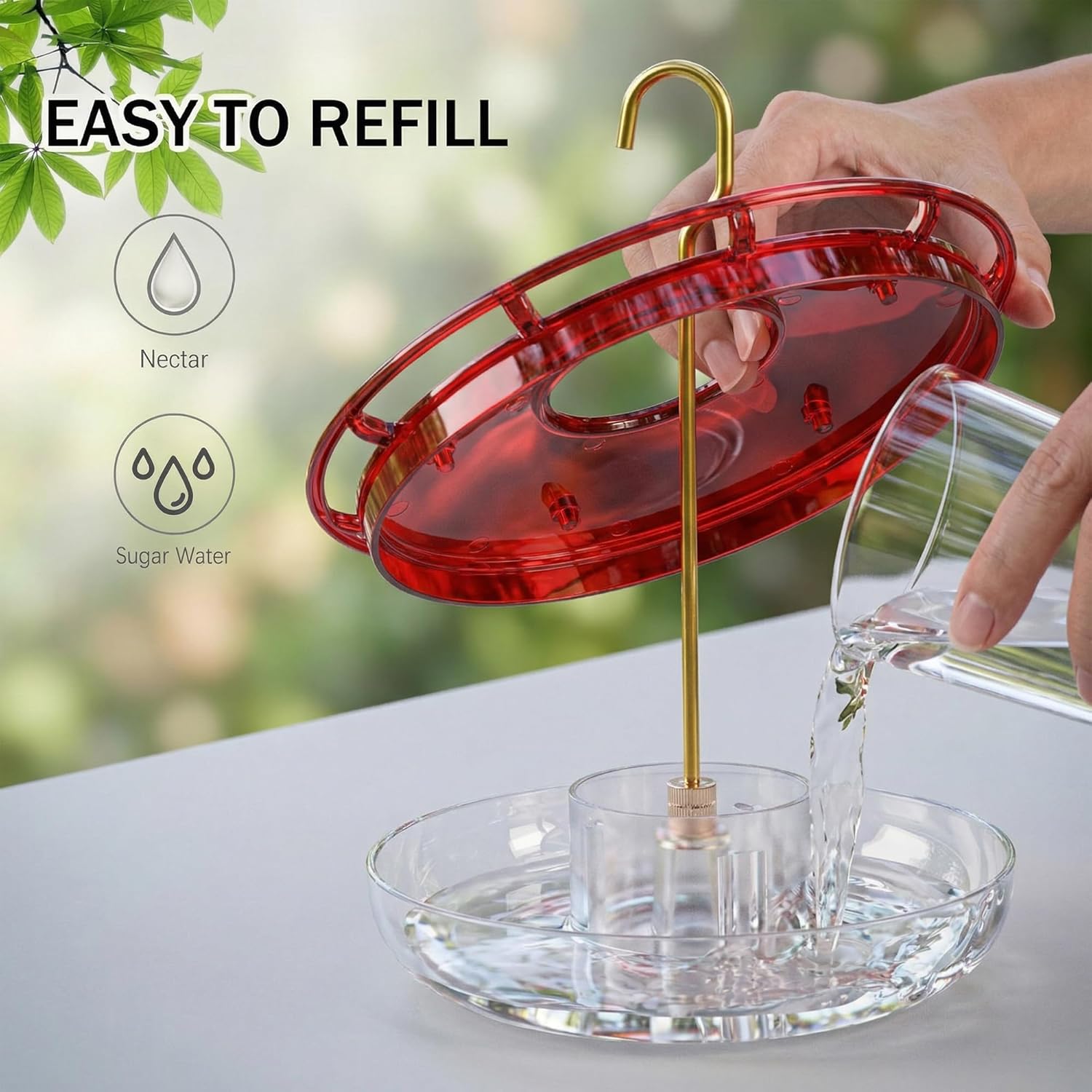 eWonLife 2 Pack 16 oz Saucer Hummingbird Feeders for Outdoors, Garden Decor