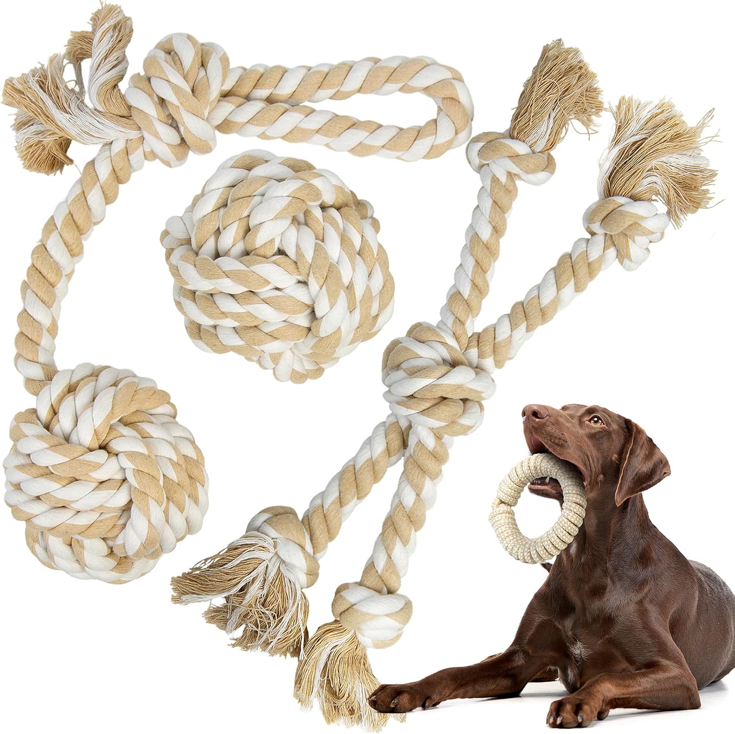 TwoEar Dog Rope Toy 4 Pack - Puppy Teething Toys for Small Breed