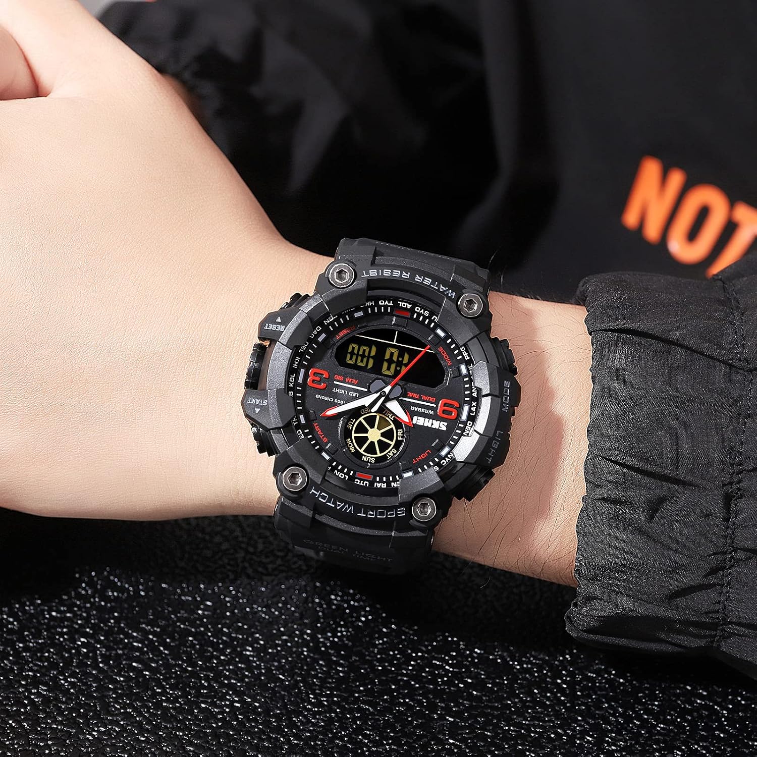 FANMIS Men's Analog Digital Sport Watch Military Dual Display 50M LED Watch | Men's Dual Display Sports Watches With Led Backlight Alarm Stopwatch 12/24h Time Outdoor Running Swimming