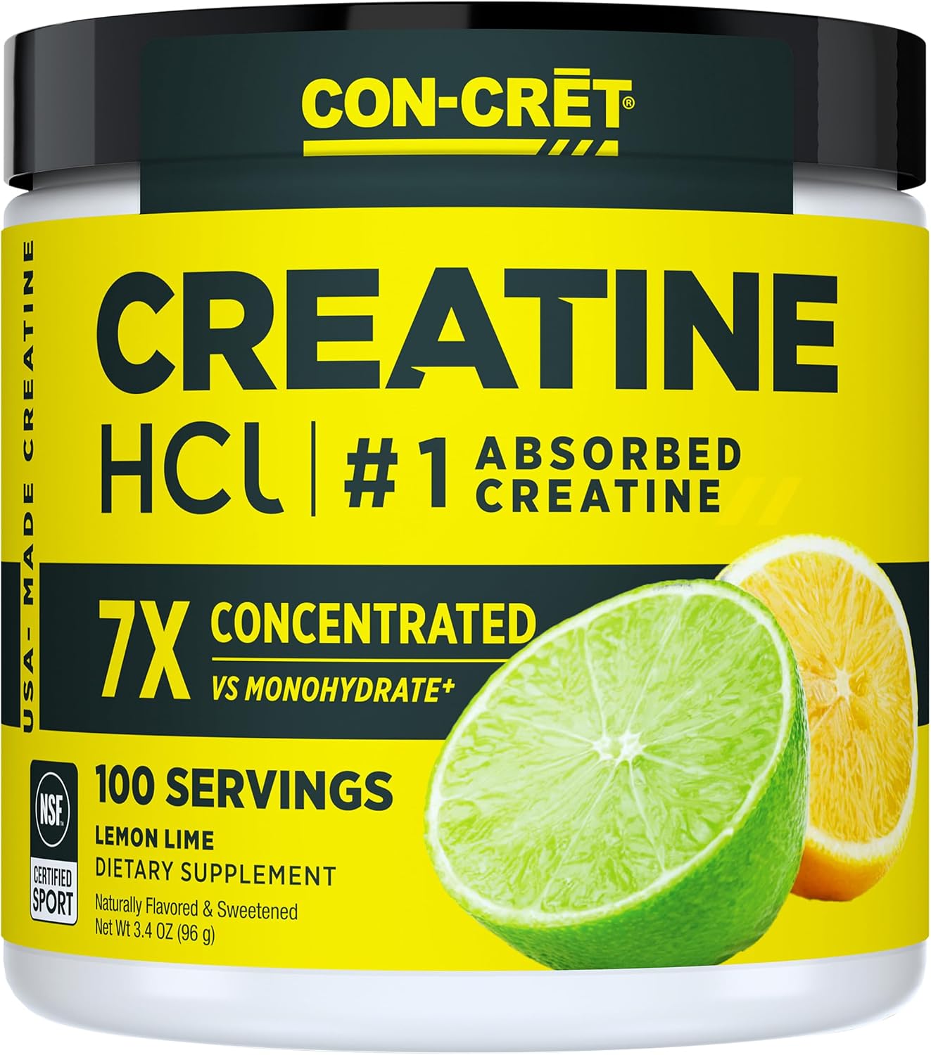 CON-CRET Creatine HCl Powder for Women and Men, Unflavored, 64 Servings | No Bloating or Water Retention, Muscle, Strength & Cognitive Support, USA Made, NSF Certified