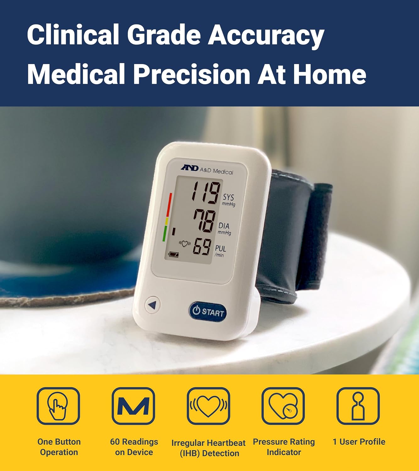 A&D Medical UB-543 Wrist Blood Pressure Monitor, 2 Users, Cuff 5.3-8.5" | BP Adjustable Cuff (5.3-8.5"), 2 Users, One Button Operation, LCD Display, 60 Memory, Carrying Case, 2 AAA Batteries