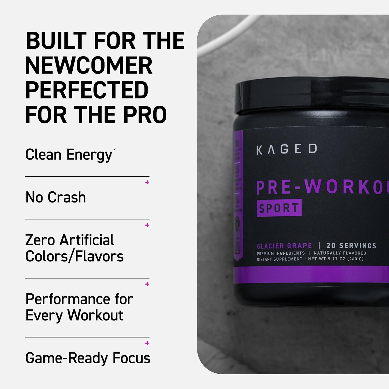 Kaged Sport Pre Workout Powder for Men & Women, Mango Lime, Sport Certified, 188mg Caffeine, Nitric Oxide Supplement, Beta Alanine for Energy