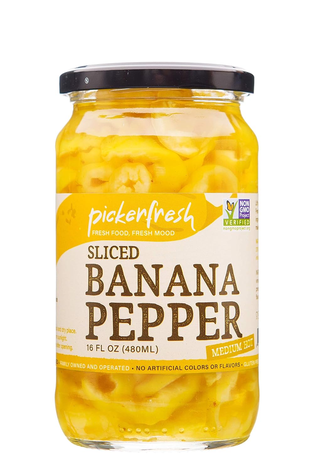 Pickerfresh Banana Peppers - Deli-sliced Pepper Rings - Medium Hot Deli Style Chili Pepper - Simple Ingredients - Non-GMO, Gluten Free