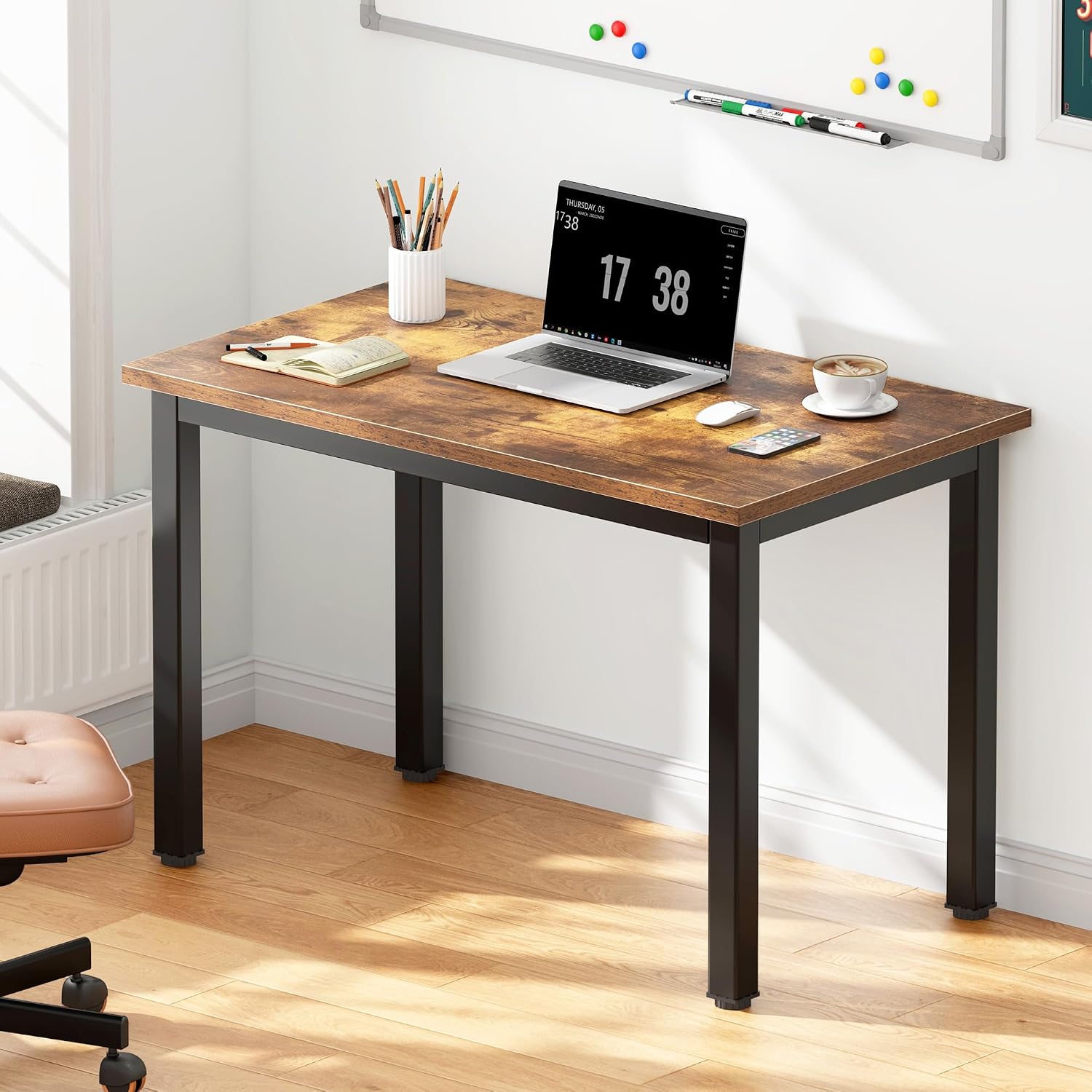 DlandHome 47 inches Medium Computer Desk for Bedroom, Retro