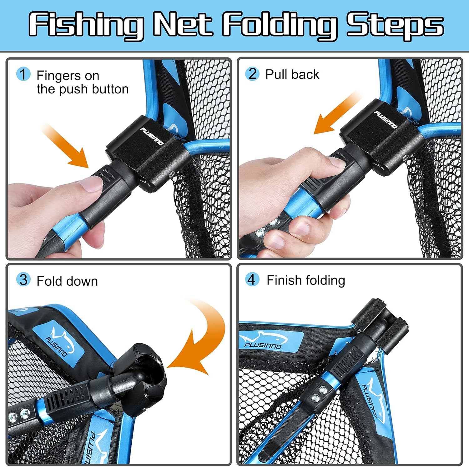 PLUSINNO Floating Fishing Net for Steelhead, Salmon, Fly, Kayak, Catfish, Bass, Trout Fishing