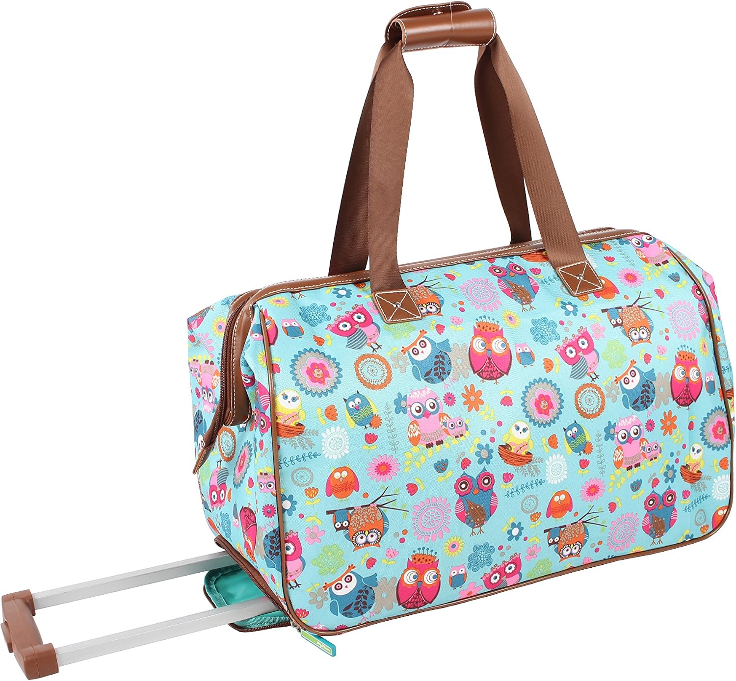 Lily Bloom Pattern 22 Inch Duffel Bag with 2-Rolling Wheels, Weekender Overnight Travel Lightweight Carry-On Suitcase For Women