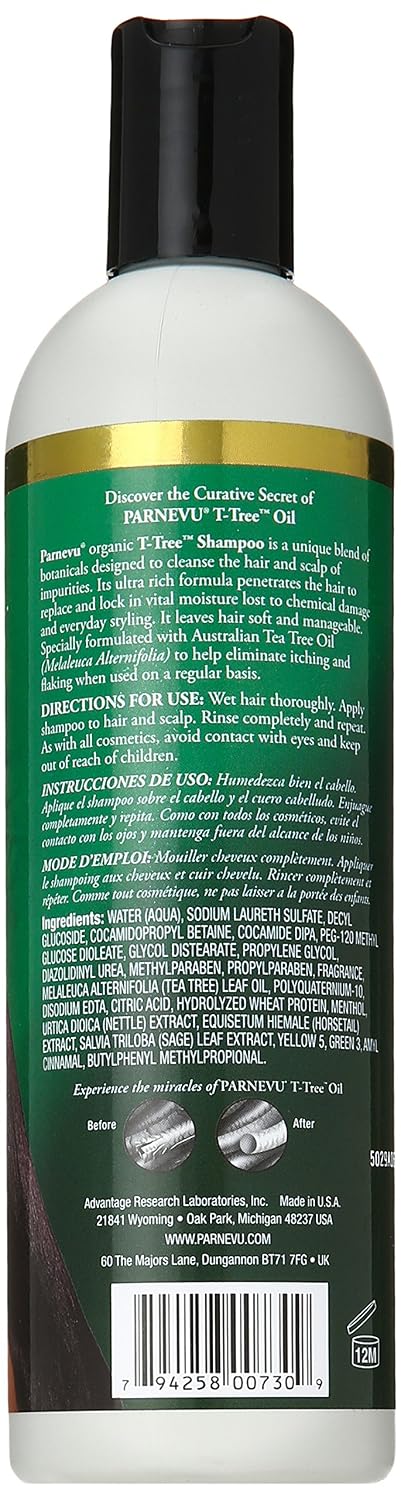 Parnevu T-Tree Therapeutic Shampoo, 12 Ounce